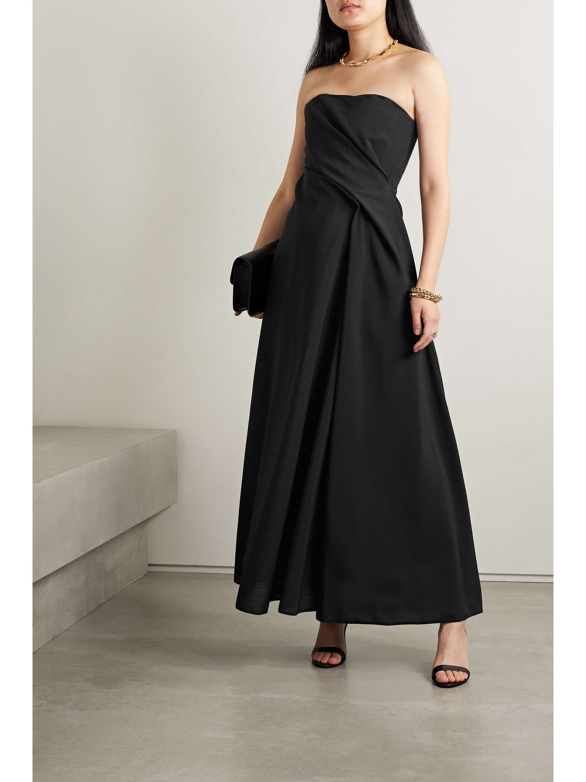 THE ROW Bima strapless gathered crepe bustier maxi dress