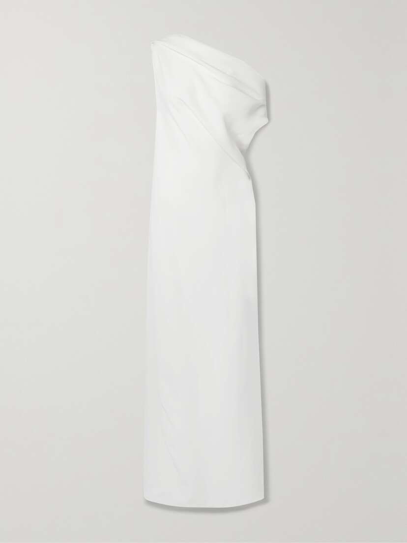 The Row Bamaris One-shoulder Draped Silk-crepe Maxi Dress