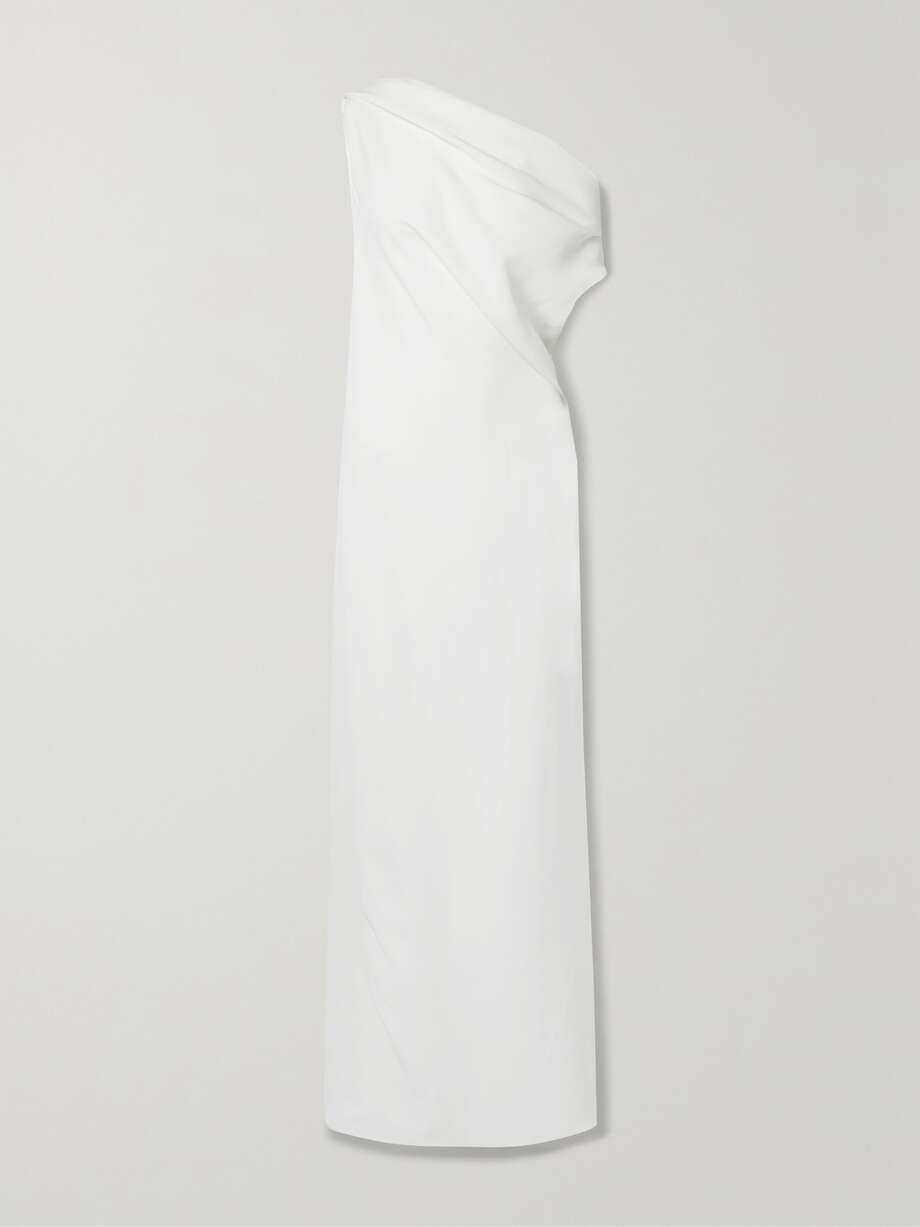 bamaris one-shoulder draped silk-crepe maxi dress