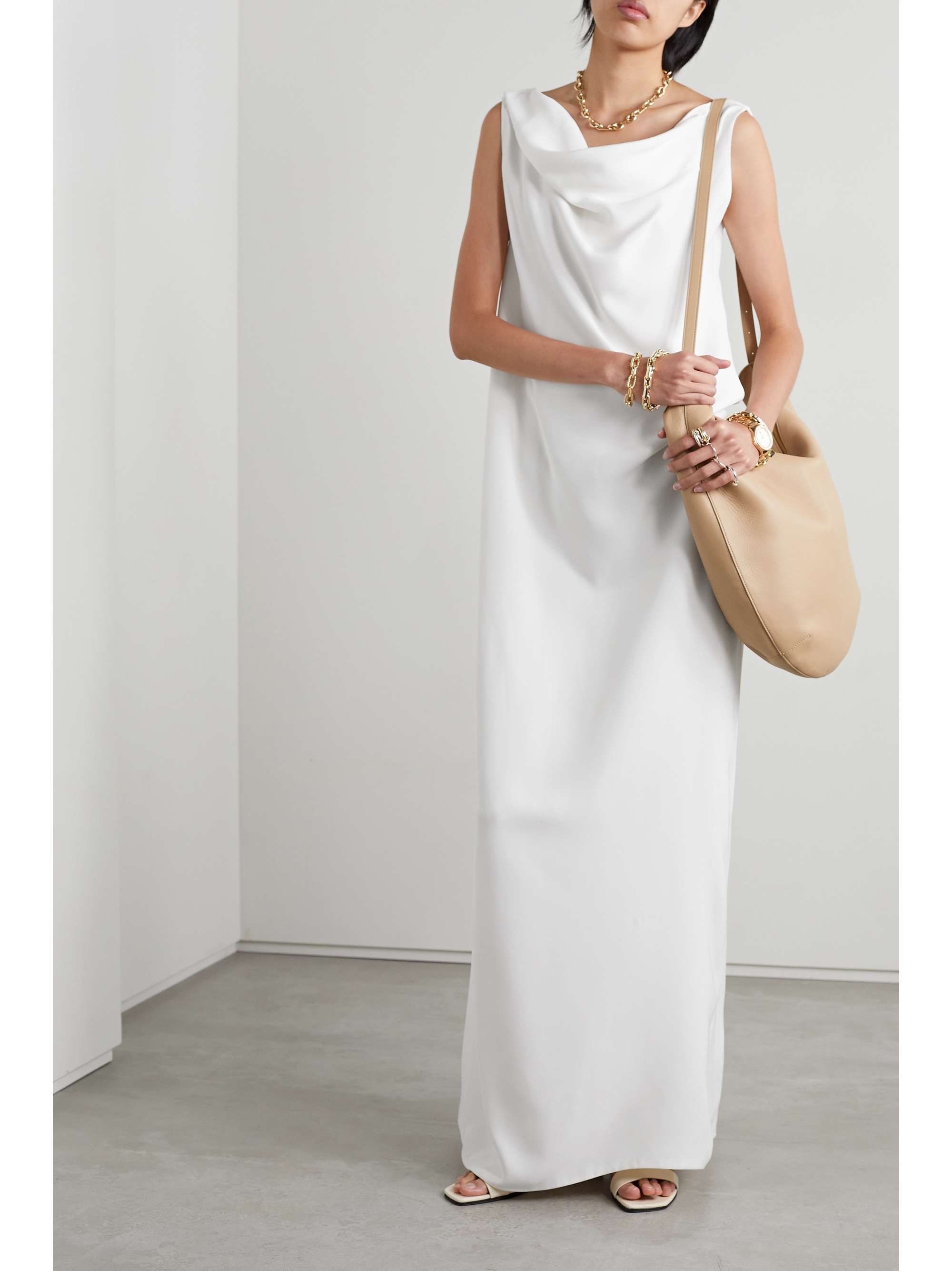THE ROW Bamaris one-shoulder draped silk-crepe maxi dress