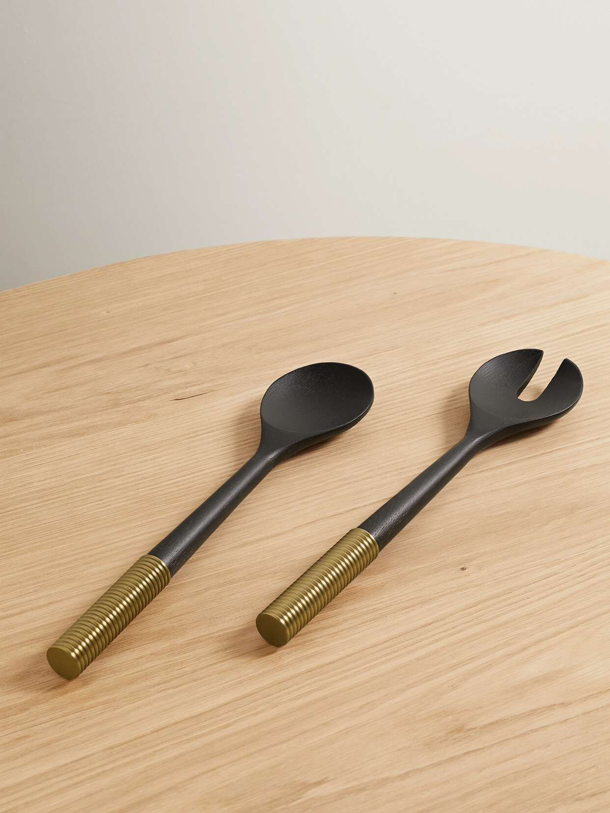 L'Objet - Alhambra Set Of Two Smoked Ash And Gold-tone Serving Spoons - Brown