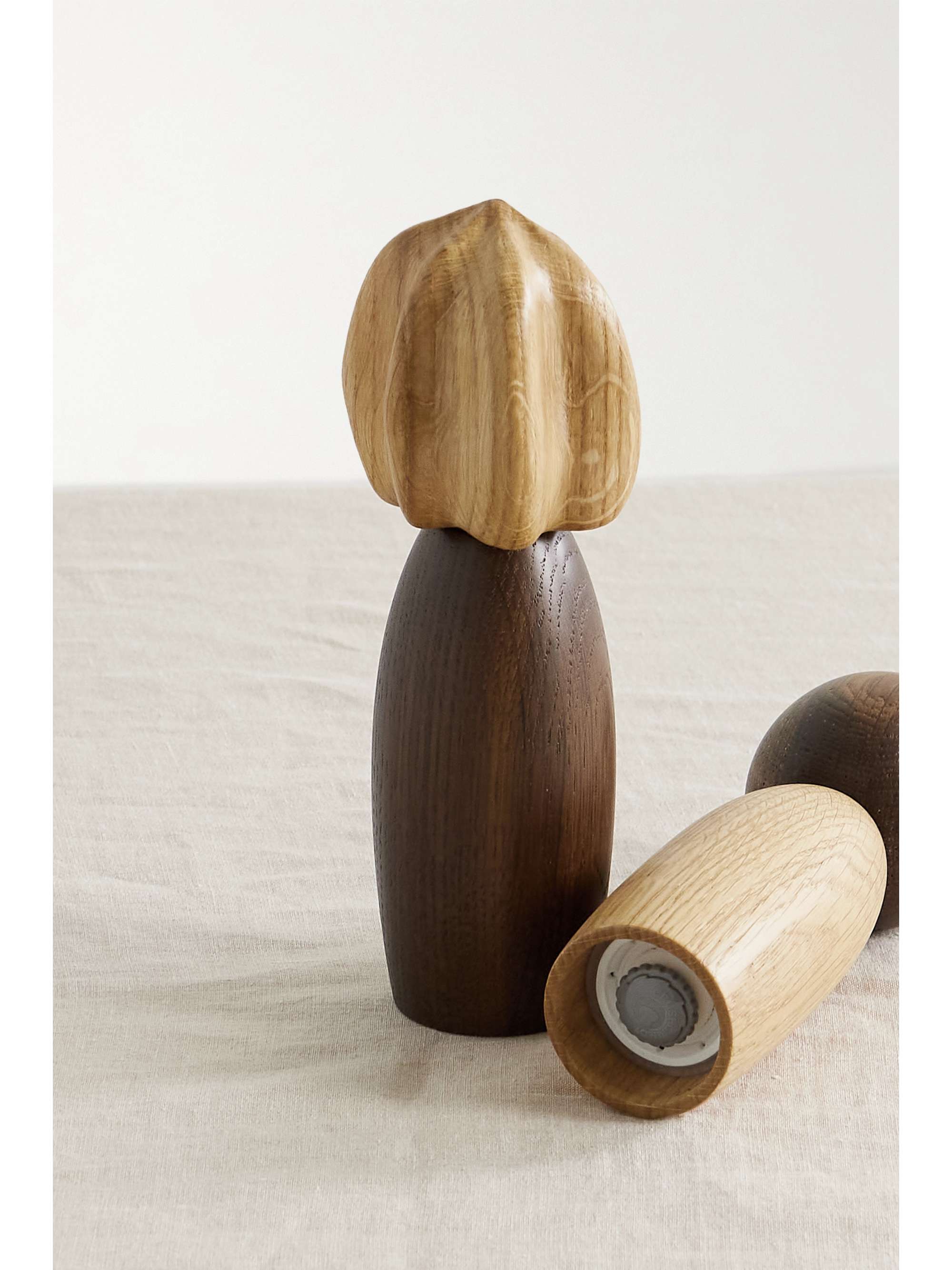 L'OBJET Picanto oak salt and pepper grinders