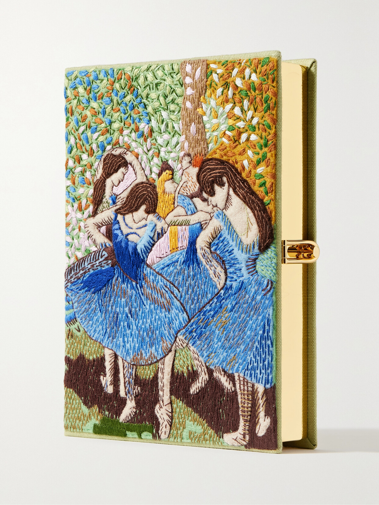 Olympia Le-Tan - Degas Blue Dancers Embroidered Appliquéd Canvas Clutch - Multi