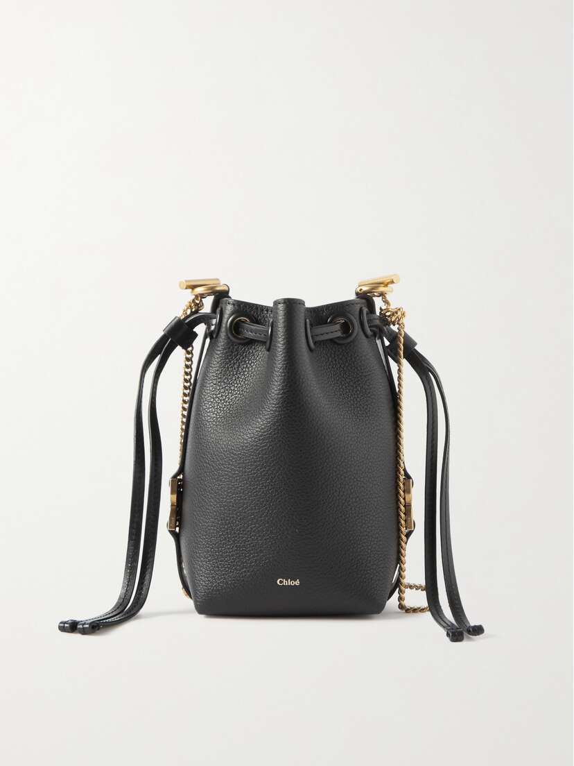 Chloé + Net Sustain Marcie Mini Embellished Textured-leather Bucket Bag