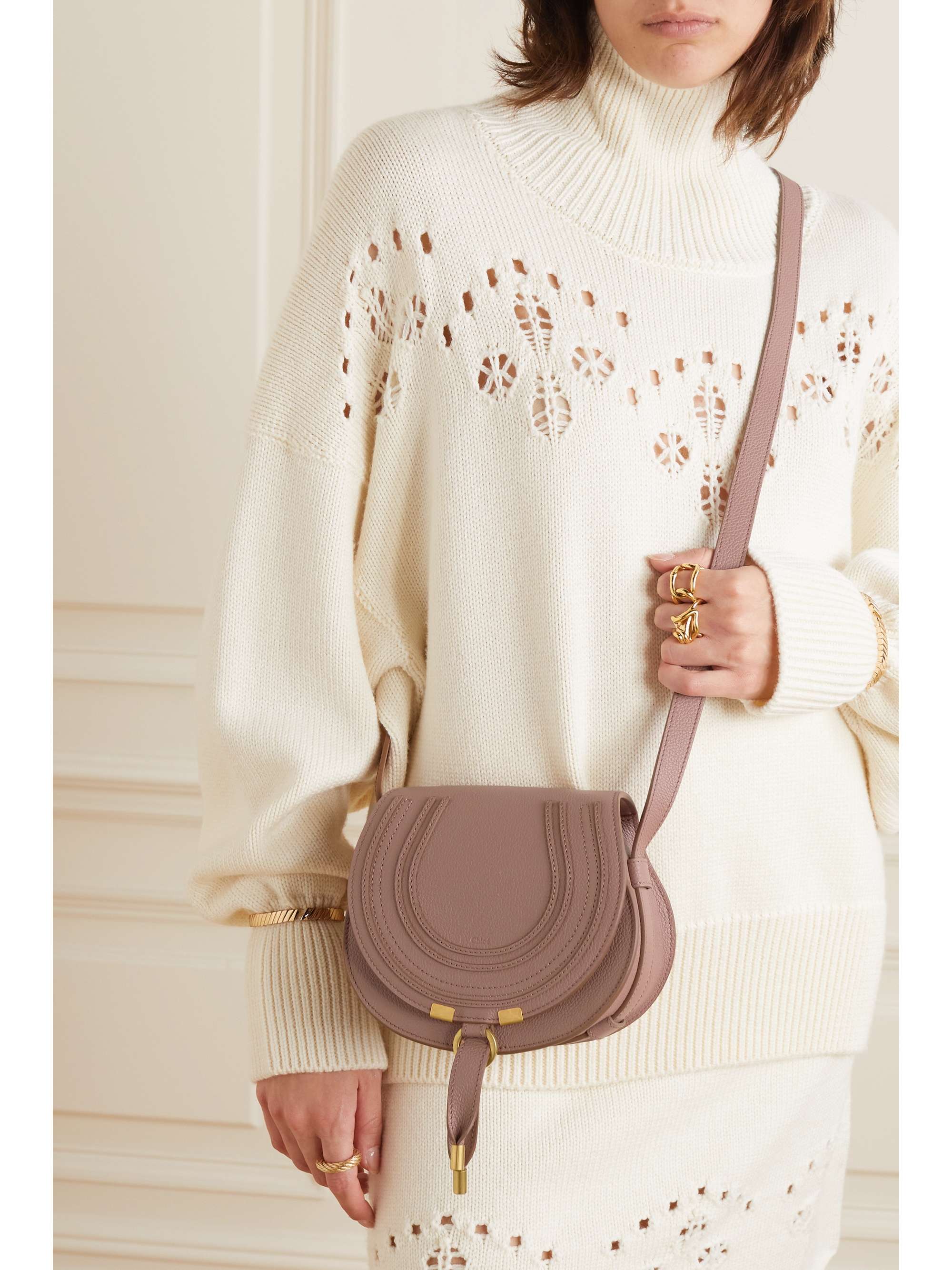 CHLOÉ Marcie mini texturedleather shoulder bag NETAPORTER