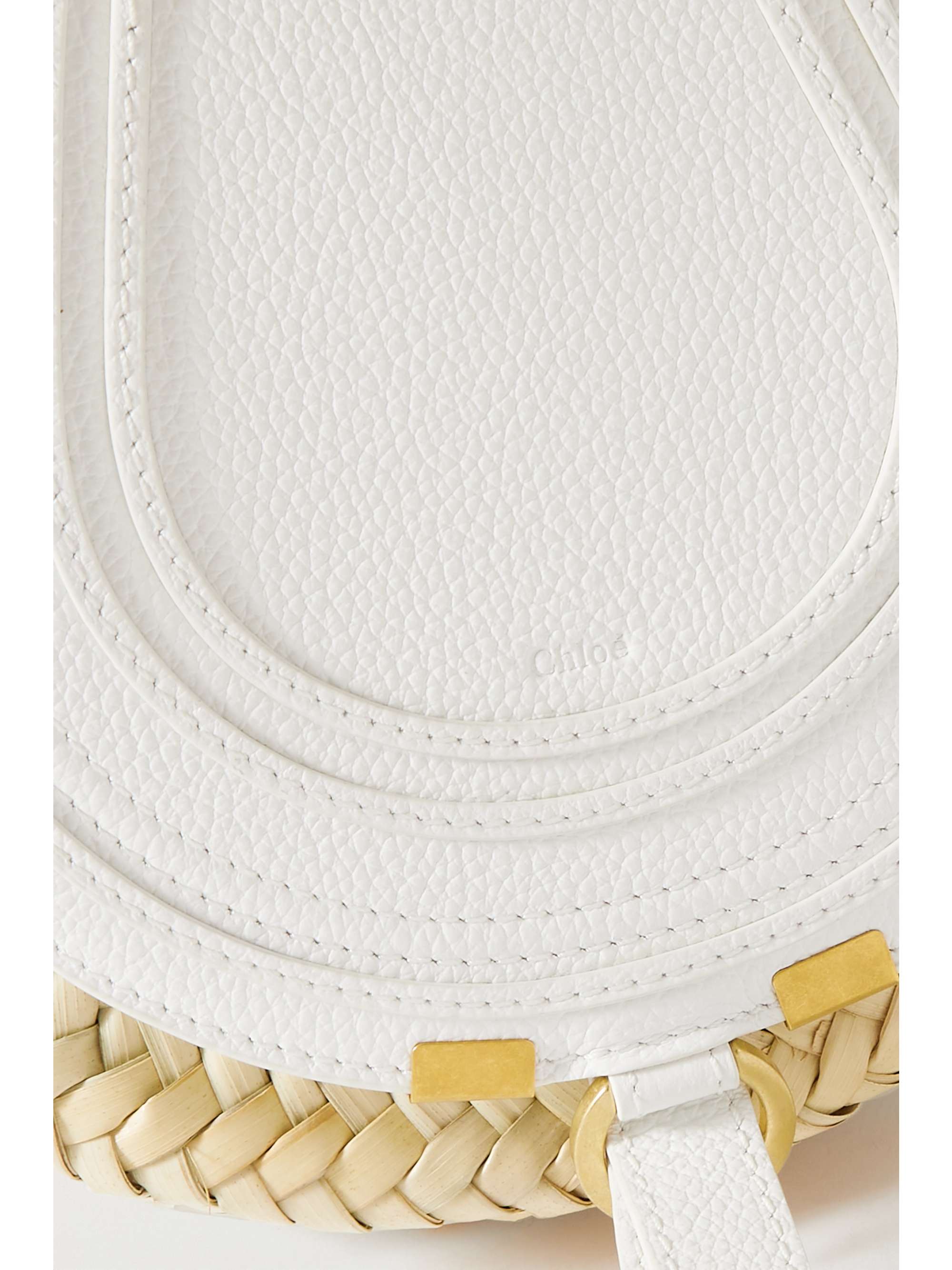 CHLOÉ + NET SUSTAIN Marcie leather and raffia shoulder bag
