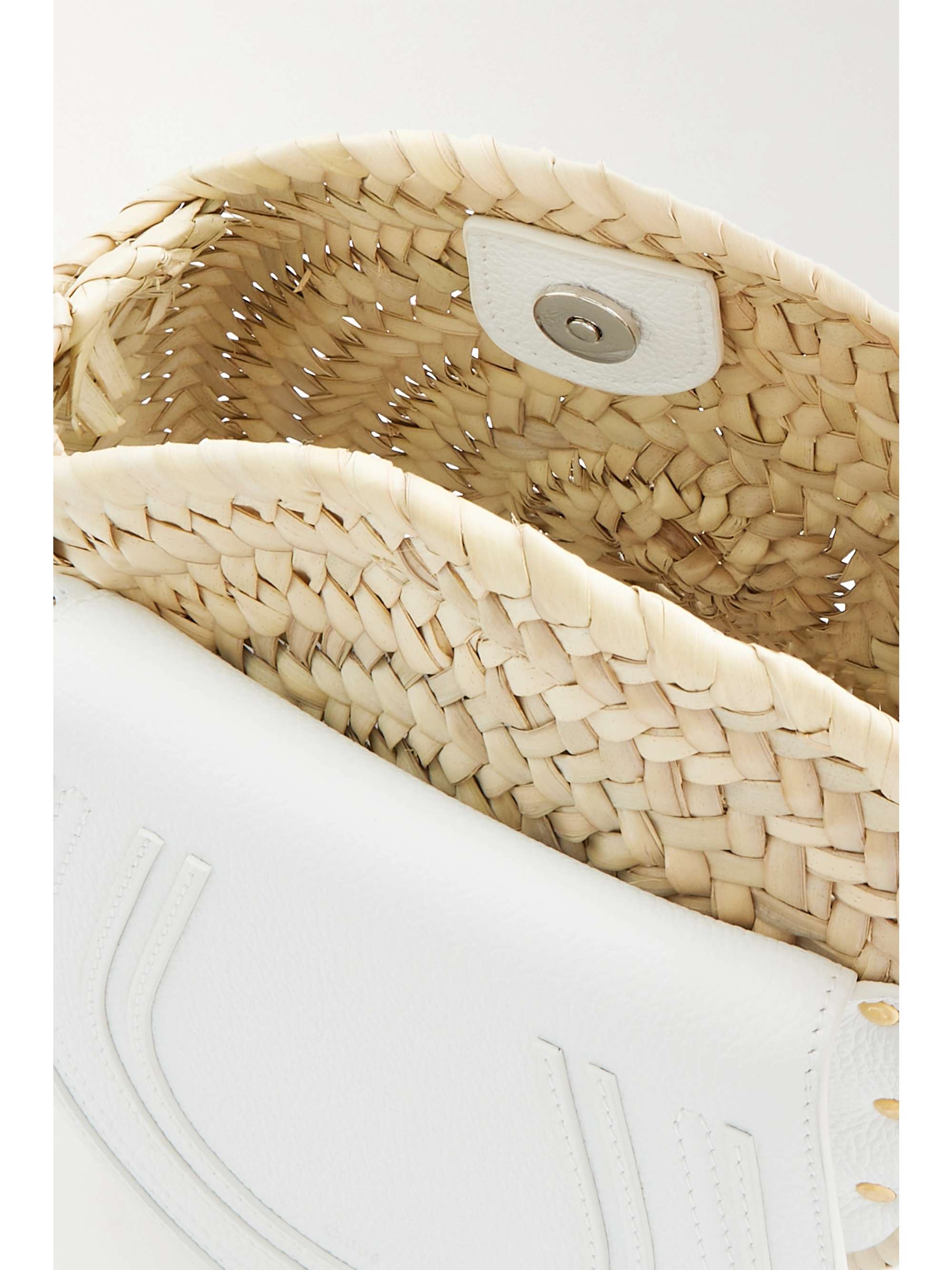 CHLOÉ + NET SUSTAIN Marcie leather and raffia shoulder bag