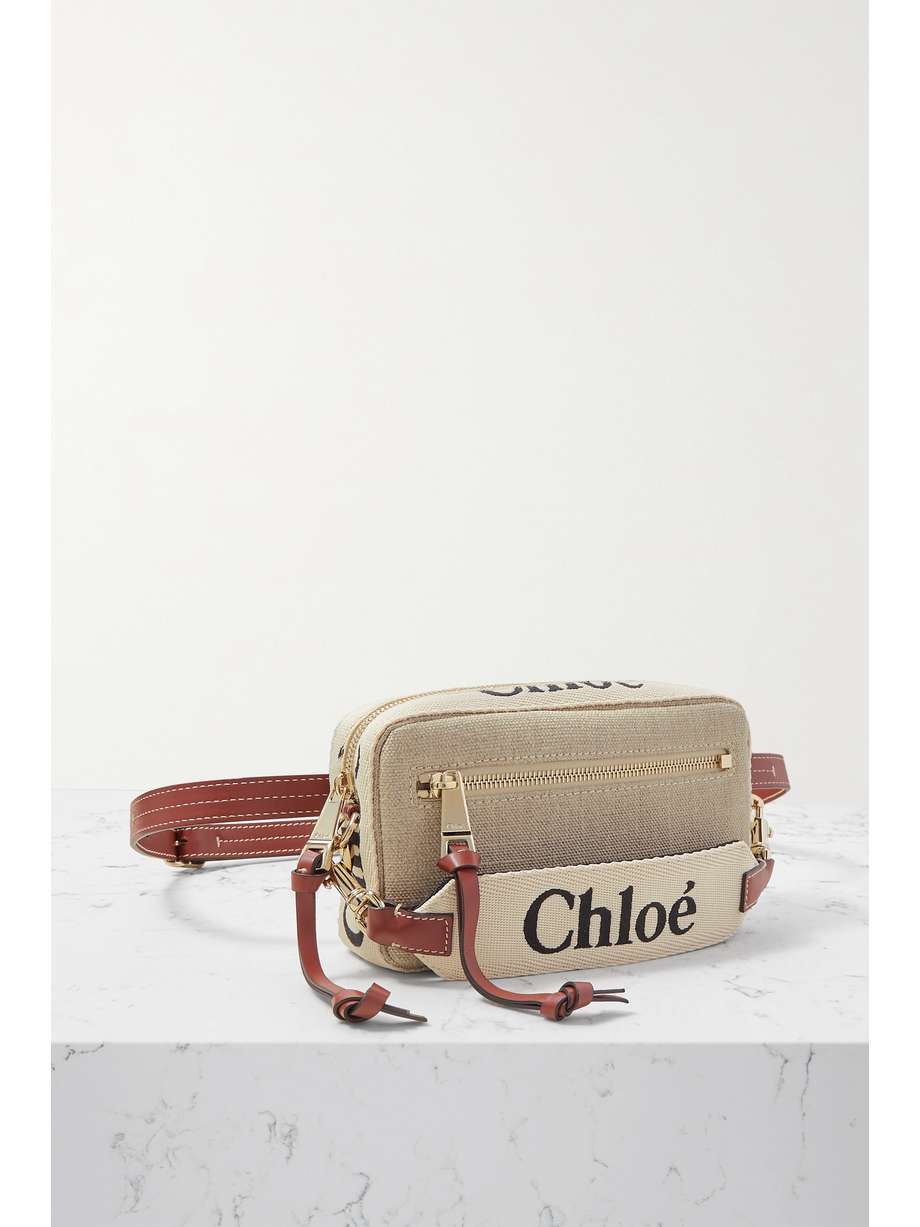 net-a-porter.com | Woody leather-trimmed canvas shoulder bag