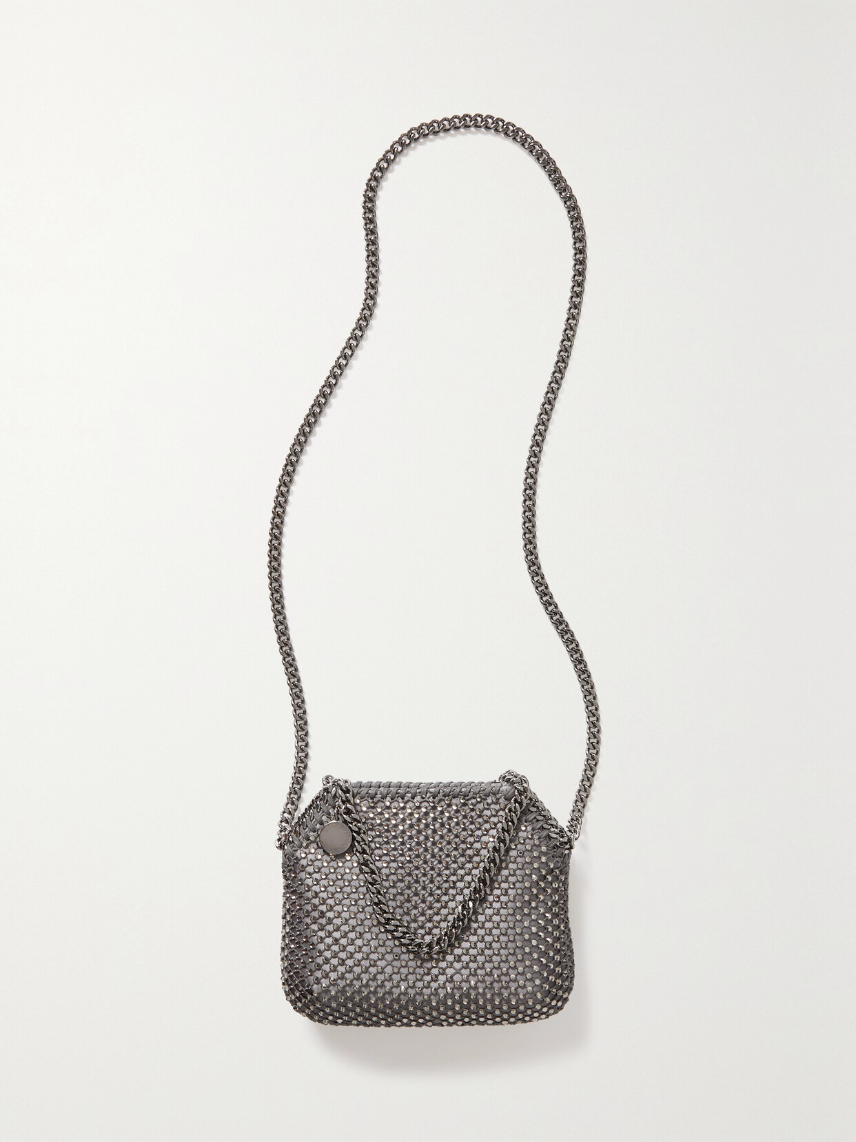 Stella McCartney - + Net Sustain Falabella Mini Crystal-embellished Satin And Mesh Shoulder Bag - Silver