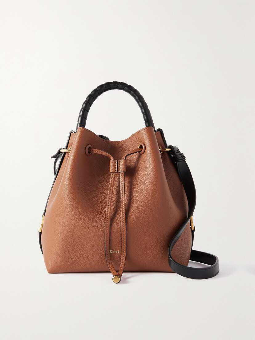 Chloé + Net Sustain Marcie Two-tone Textured-leather Bucket Bag