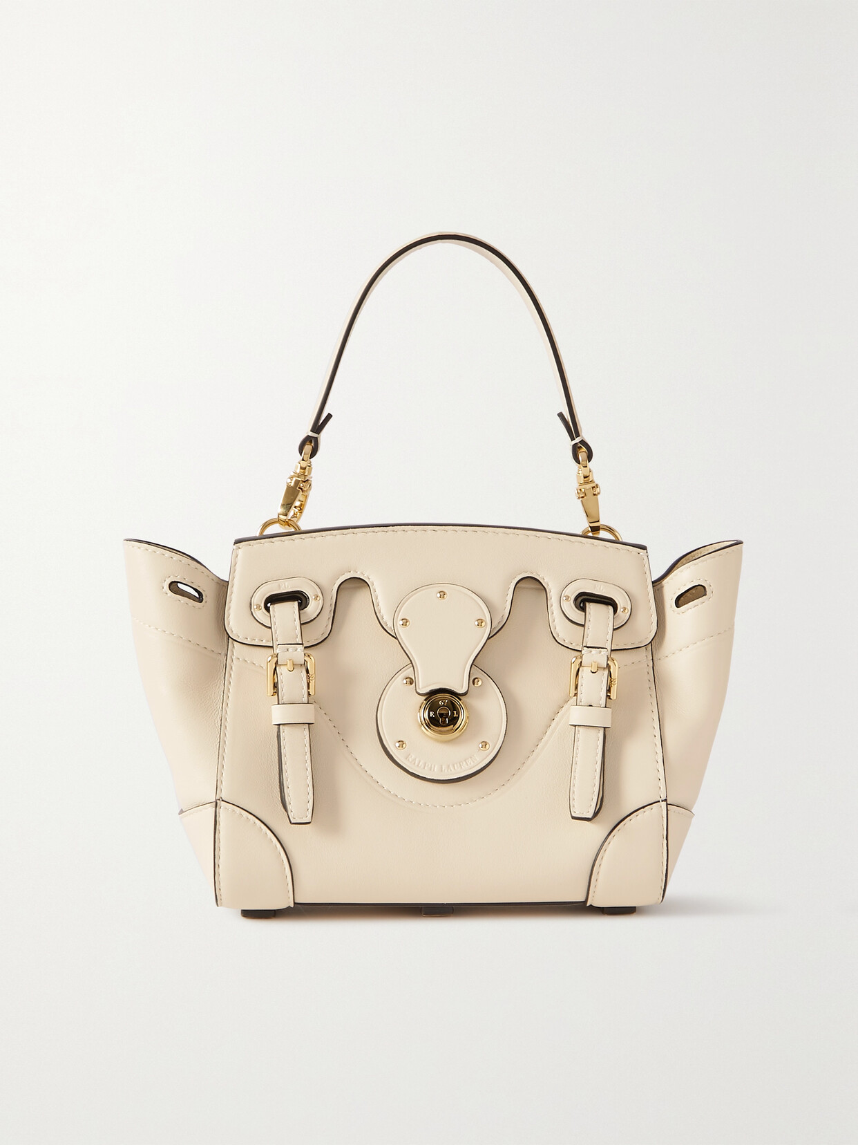 Ralph Lauren Soft Ricky Small Leather Tote In Butter