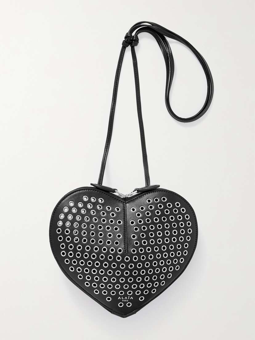 Alaïa Le Coeur Eyelet-embellished Leather Shoulder Bag - - One size