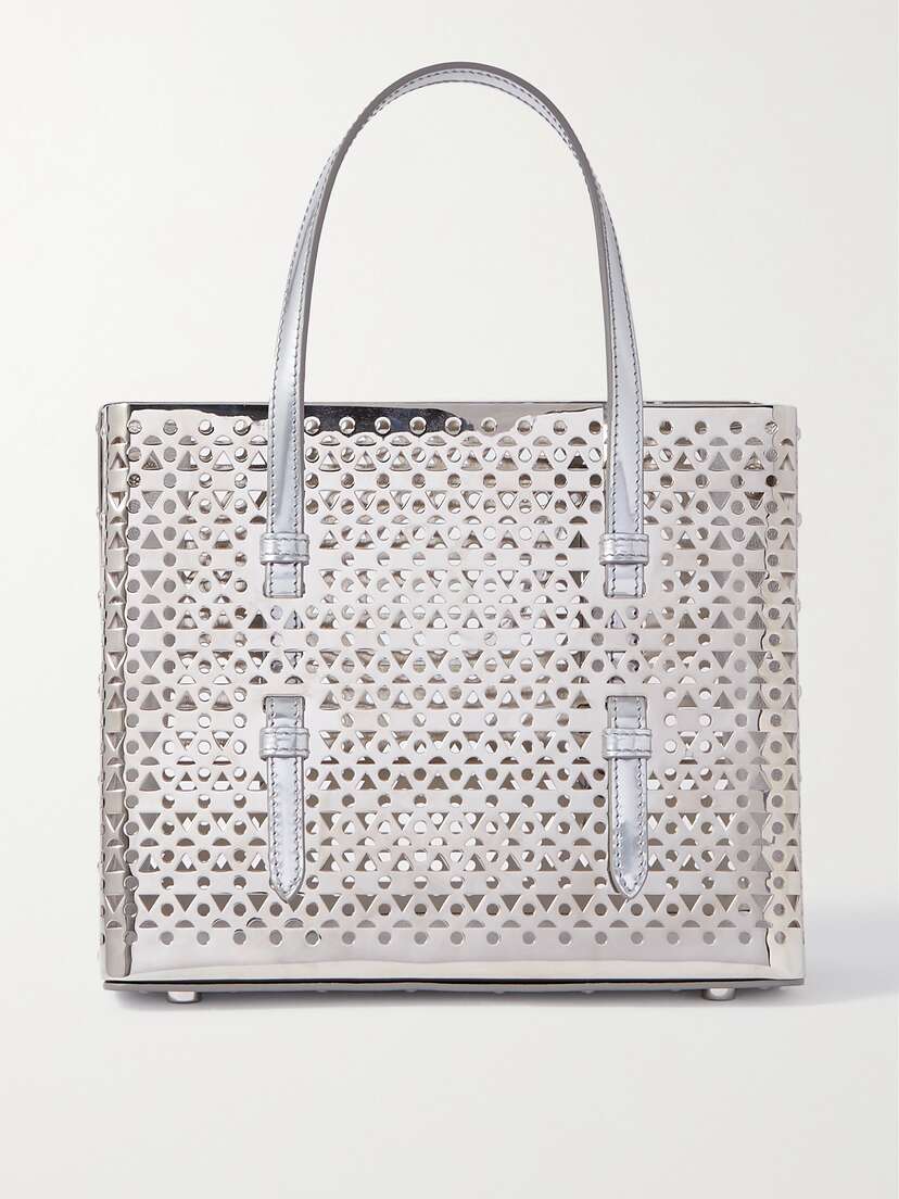 Alaïa Mina 20 Small Laser-cut Mirrored-leather Tote