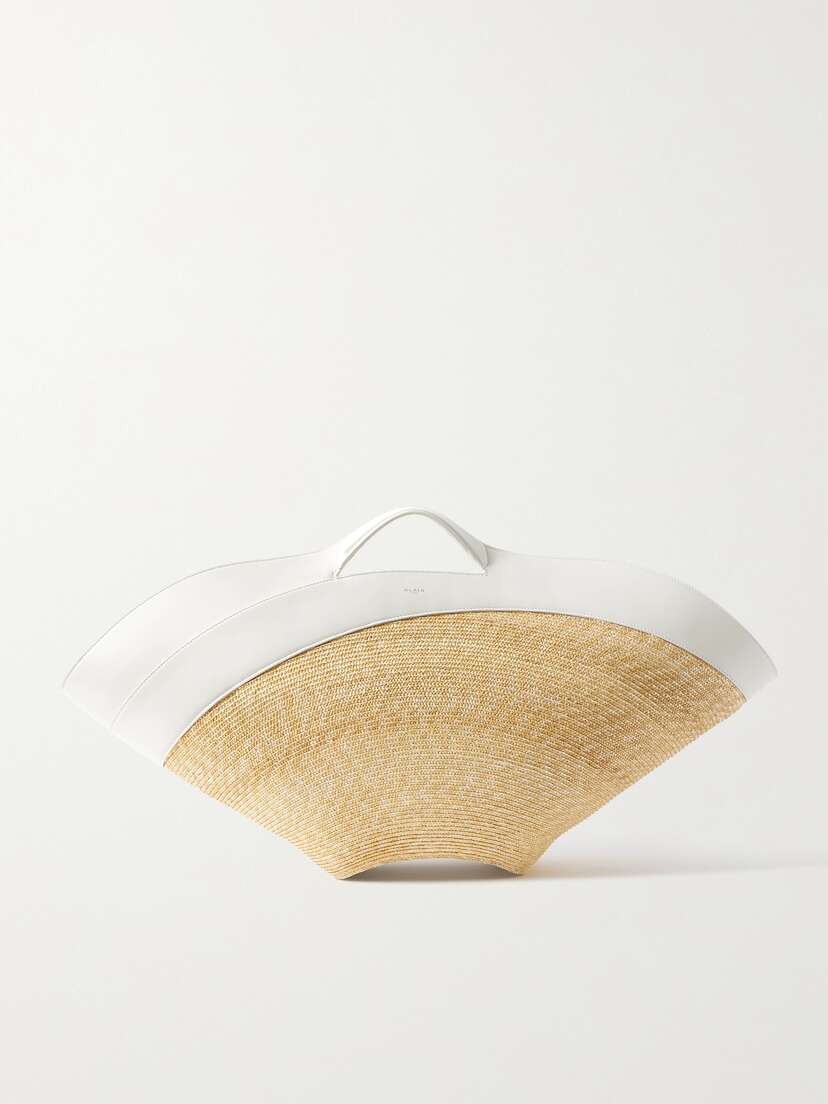 Alaïa Khaima Large Leather-trimmed Straw Tote