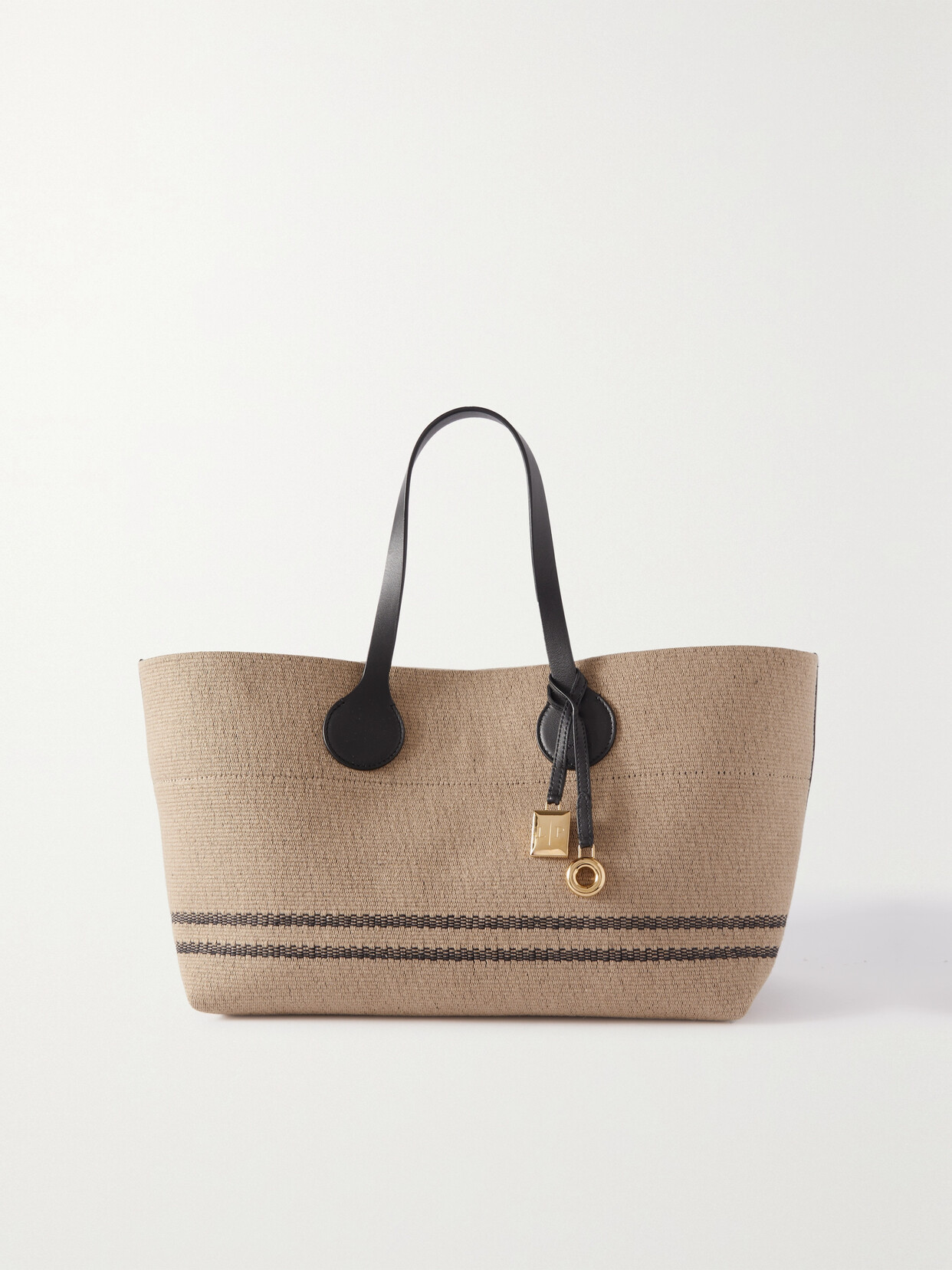 Loro Piana - Tasman Leather-trimmed Striped Canvas Tote - Neutrals