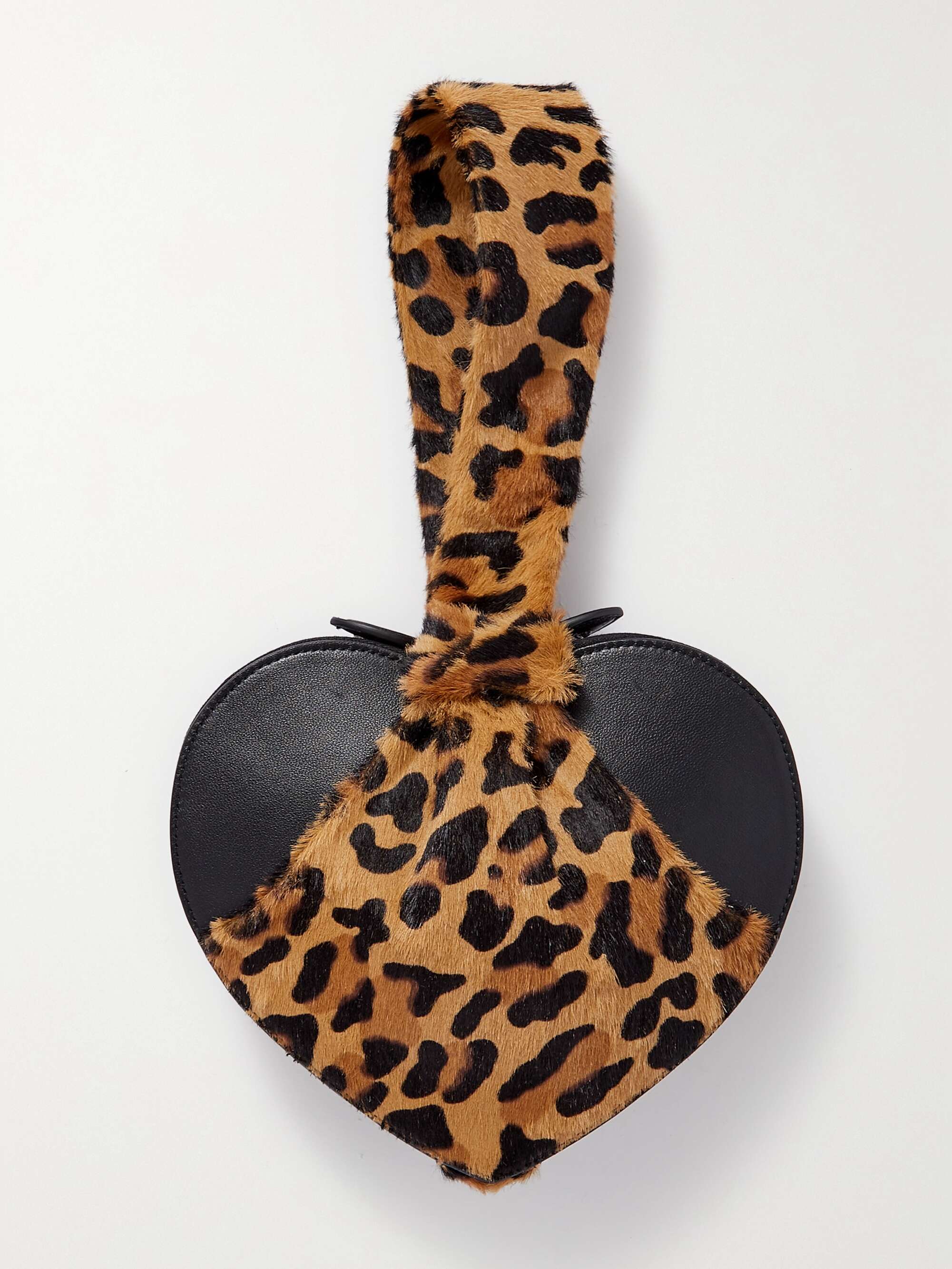 ALAÏA Le Cache Coeur leopard-print pony hair and leather clutch