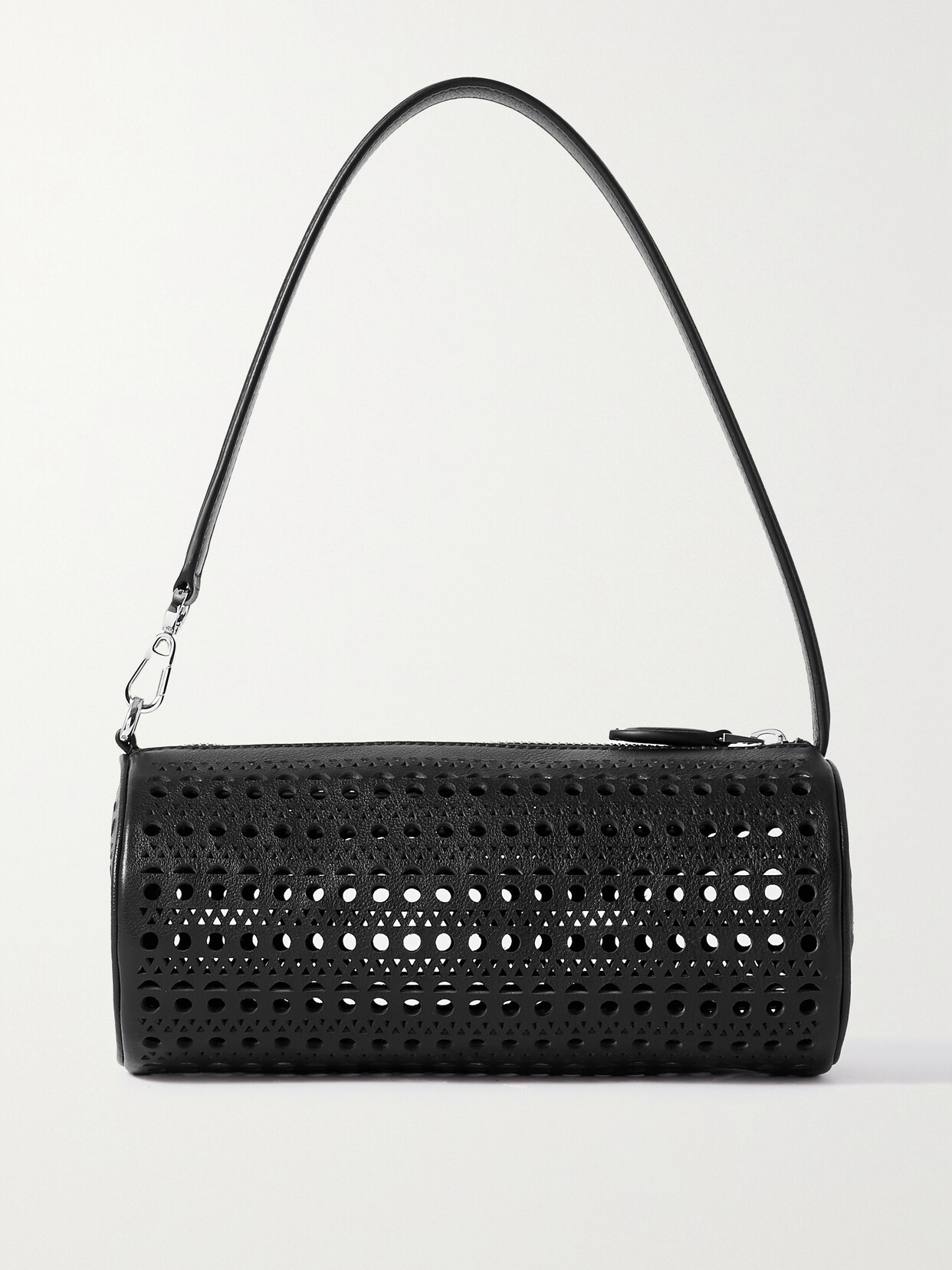 Alaïa Tube Small Laser-cut Leather Tote In Black