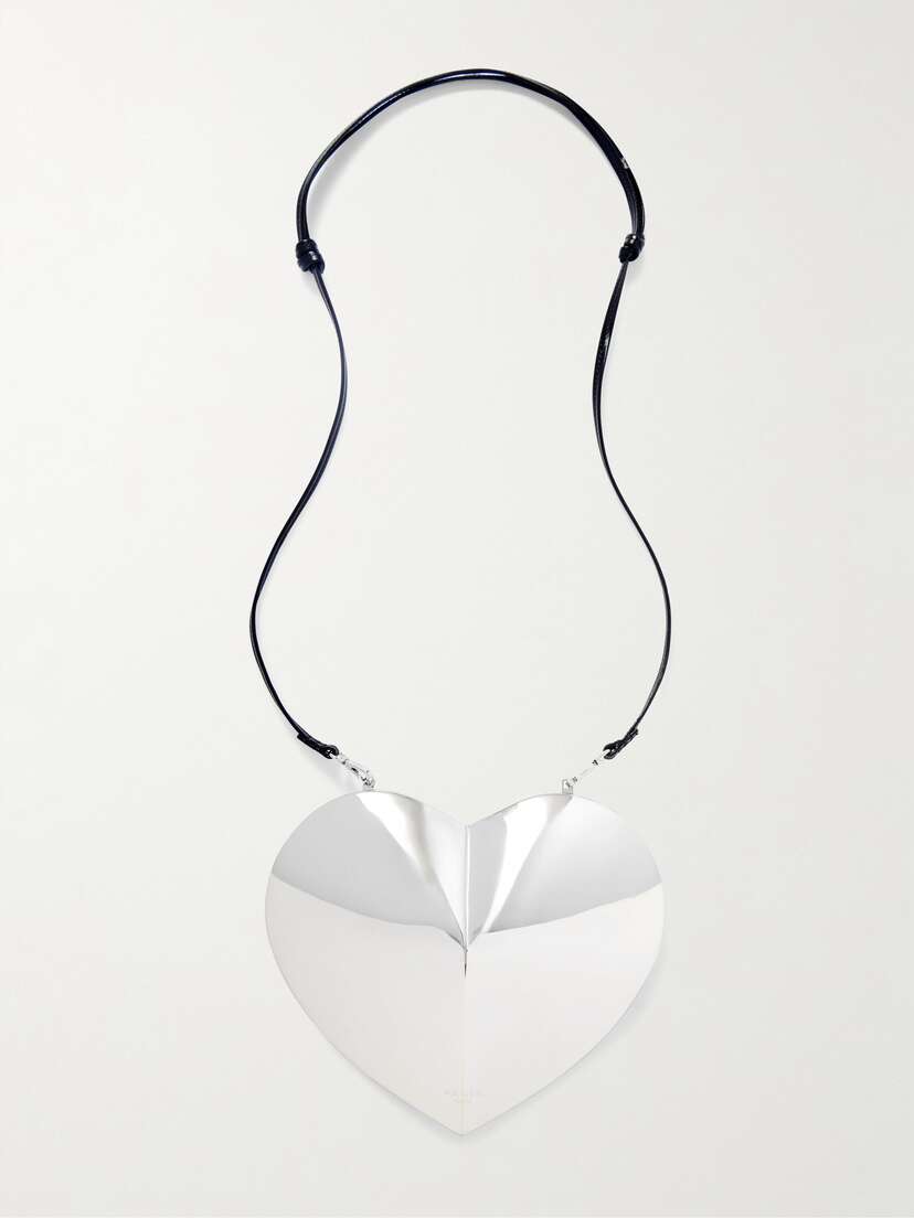 Alaïa Le Coeur Leather-trimmed Silver-tone Metal Shoulder Bag