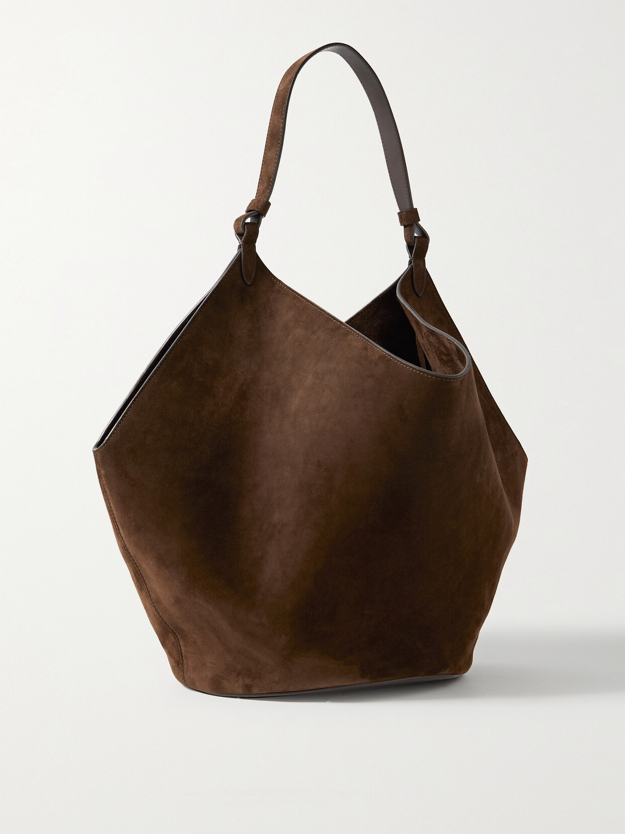 Khaite Medium Lotus Suede Tote In Brown