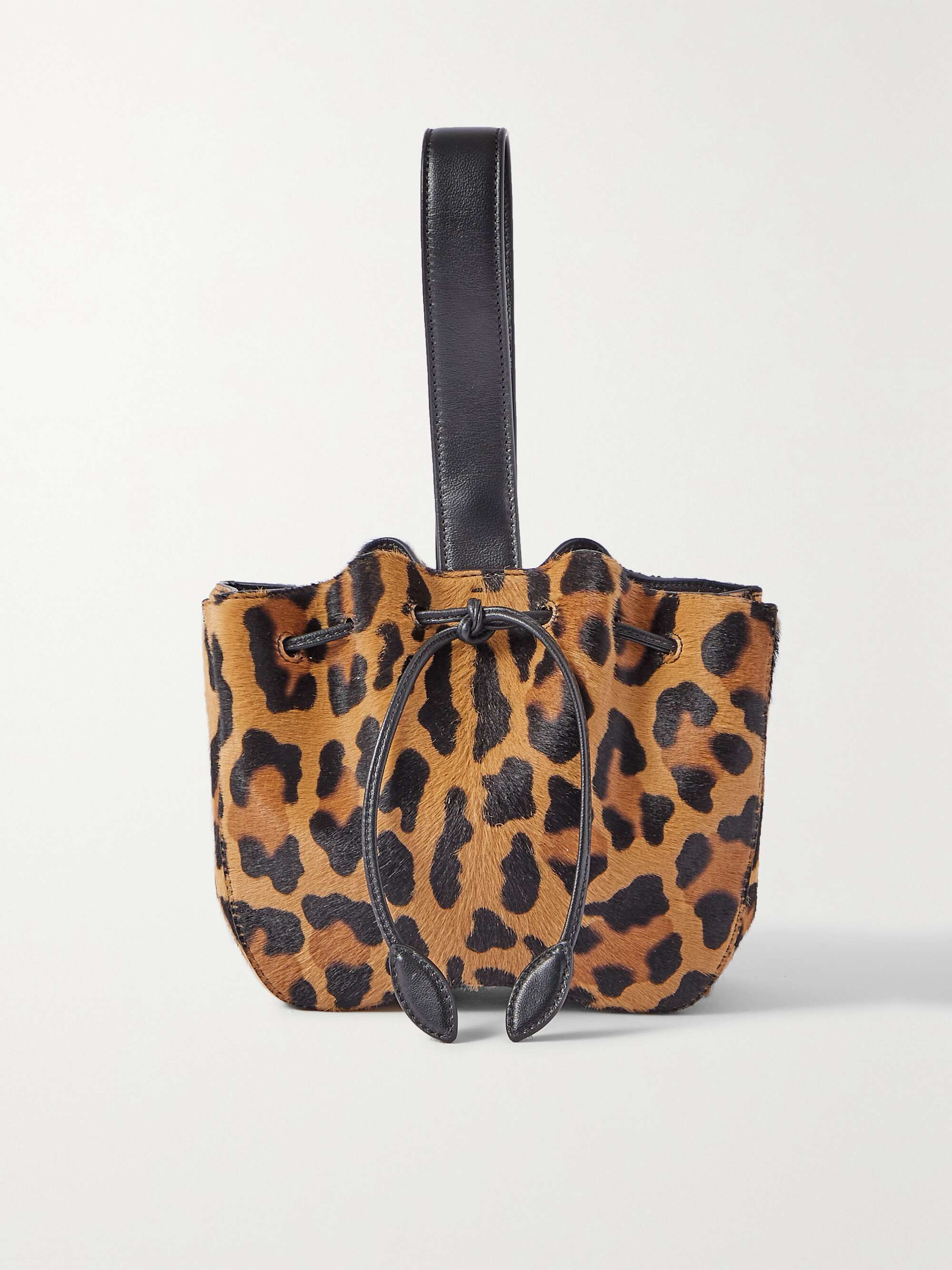 ALAÏA Rose Marie leopard-print pony hair and leather bucket bag