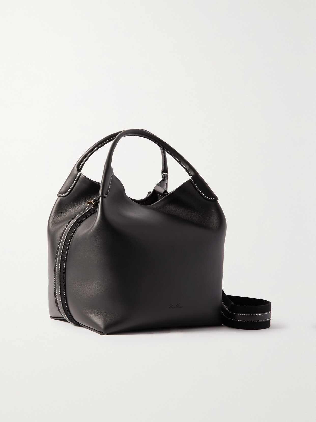 Loro Piana Bale Large Leather Bag In Black