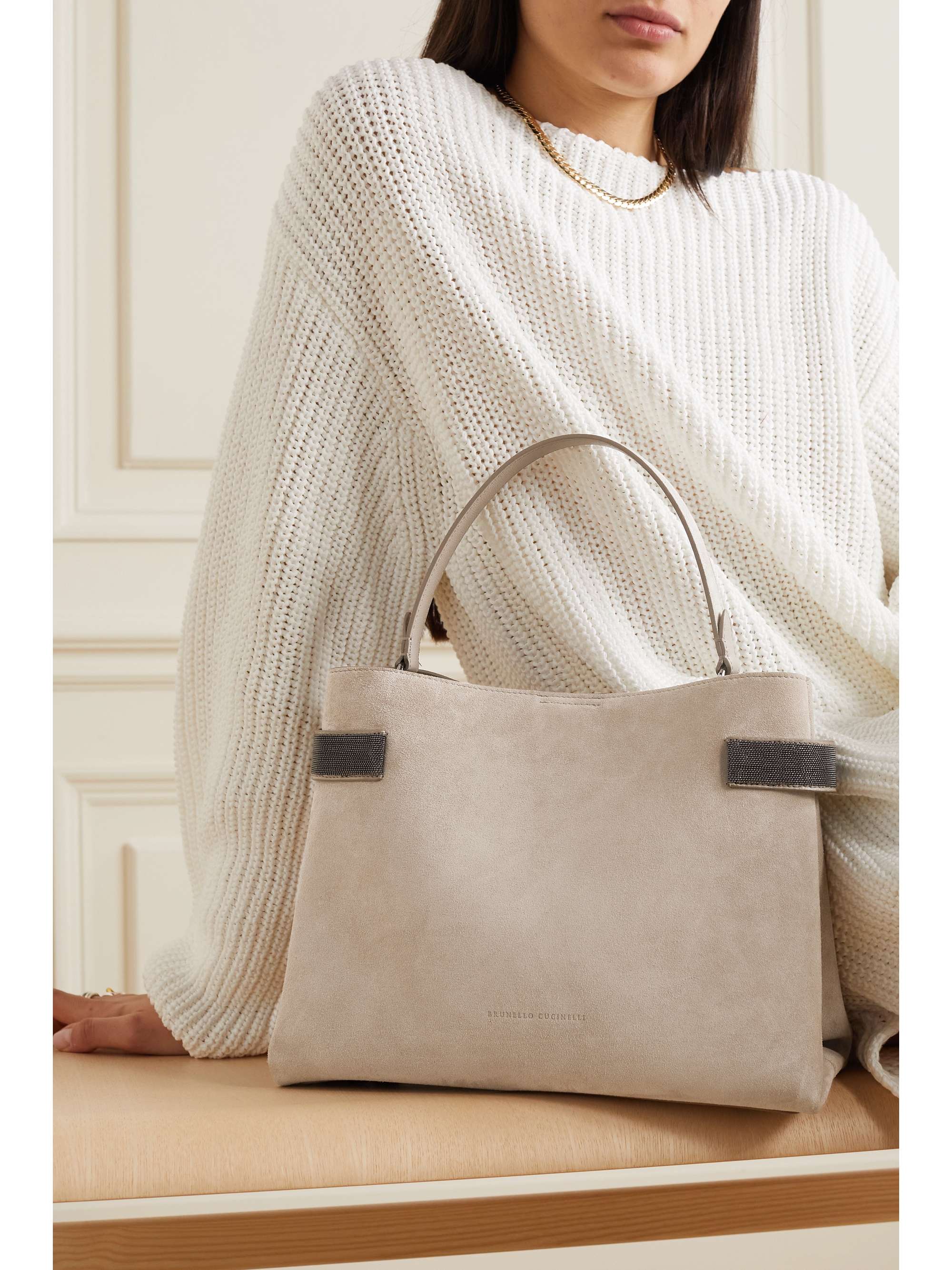 Brunello Cucinelli Monili-bead Suede Tote Bag