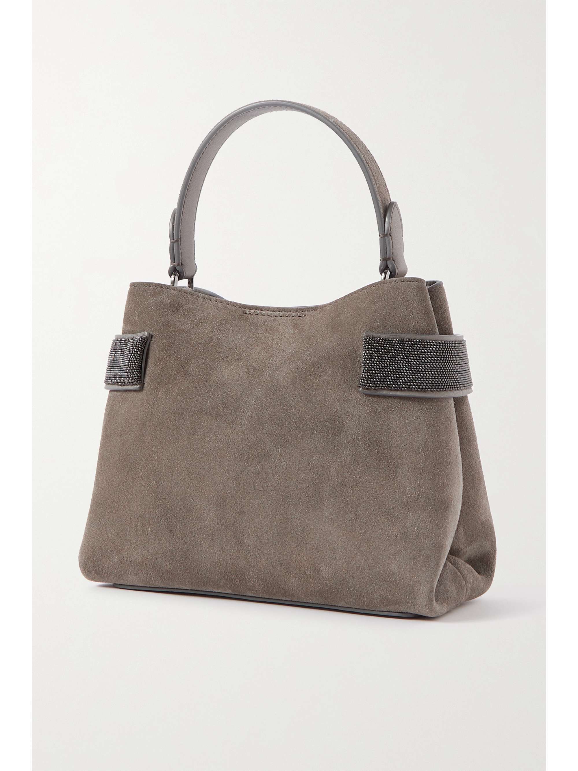 BRUNELLO CUCINELLI Bead-embellished suede shoulder bag | NET-A-PORTER