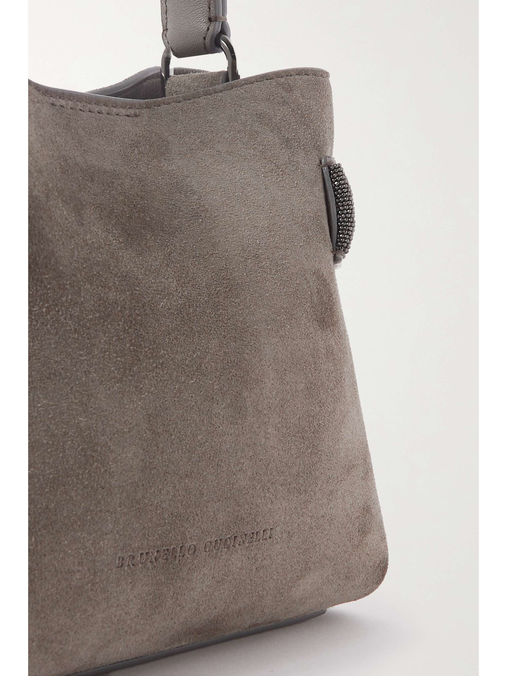 BRUNELLO CUCINELLI Bead-embellished suede shoulder bag