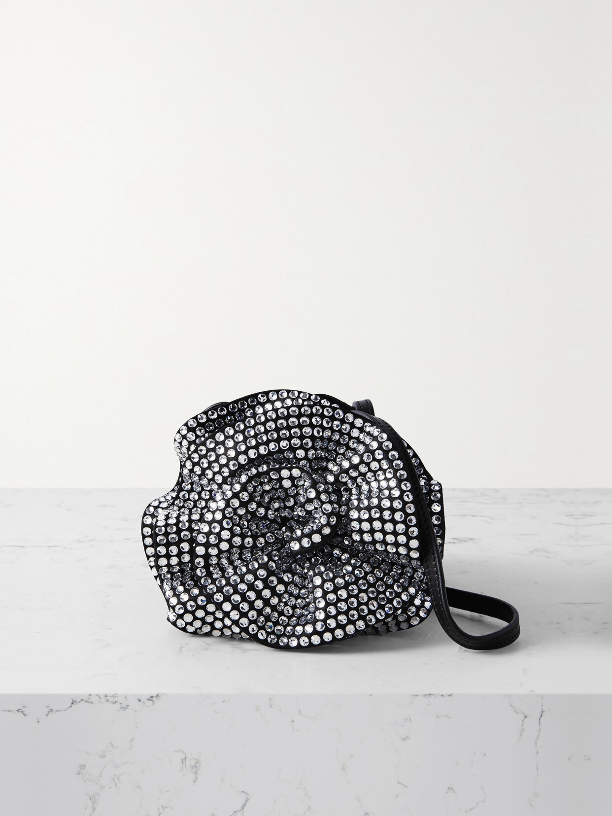 Magda Butrym - Leather-trimmed Crystal-embellished Satin Shoulder Bag - Silver