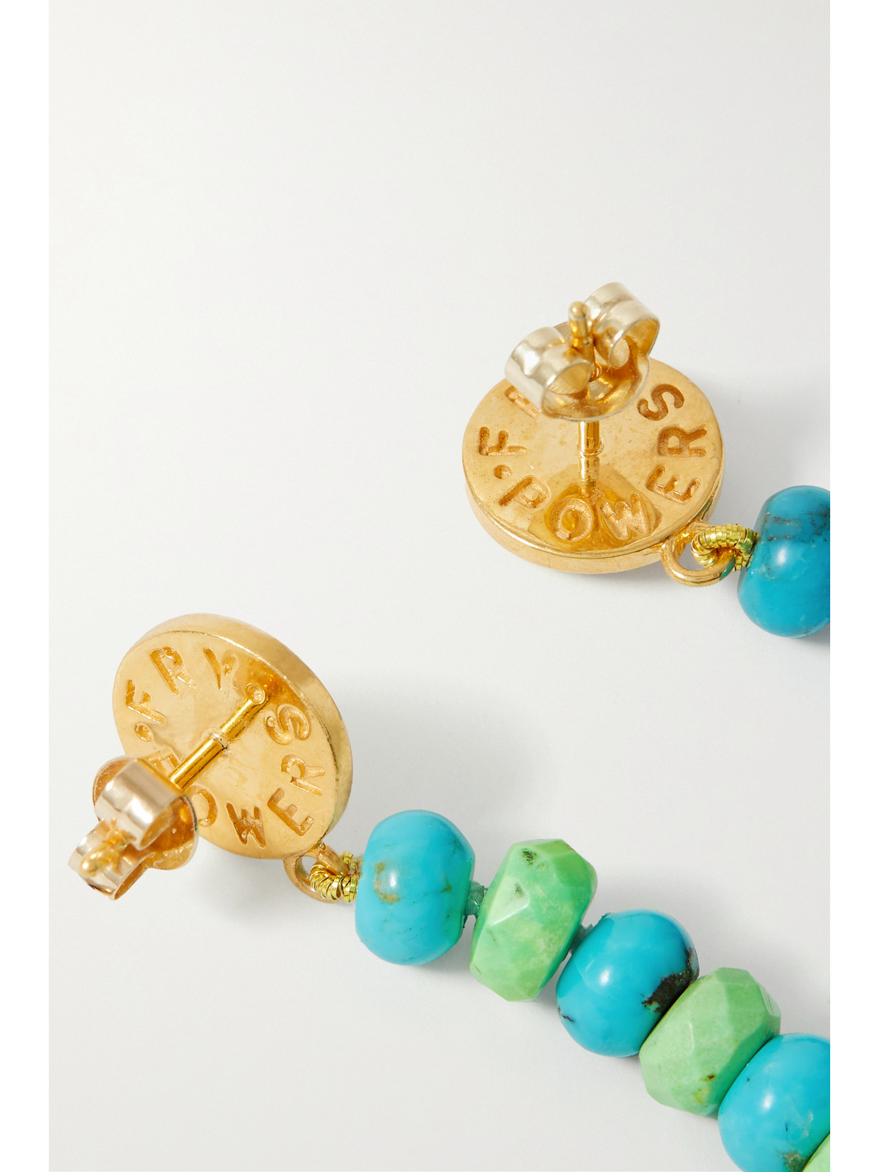 Fry Powers Electric 14-karat Gold Turquoise Earrings In Multi