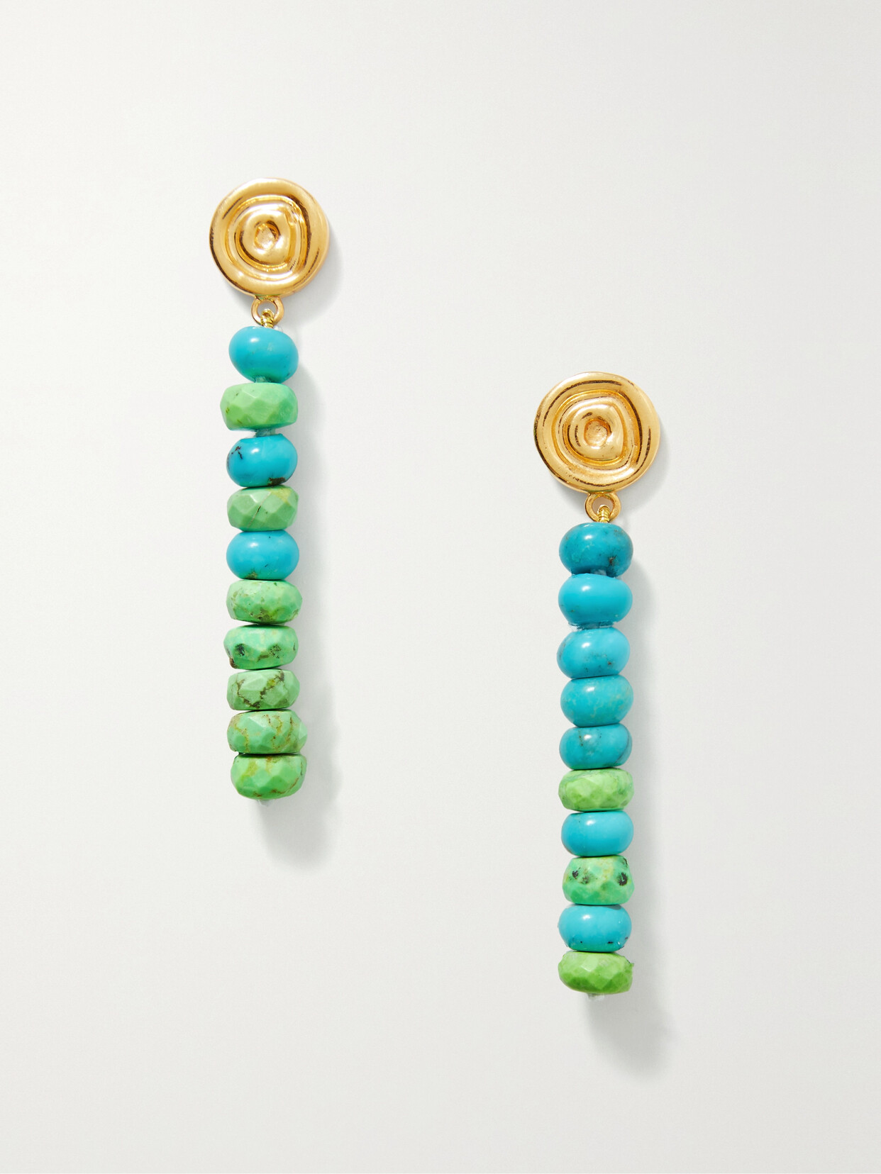 Fry Powers Electric 14-karat Gold Turquoise Earrings In Multi