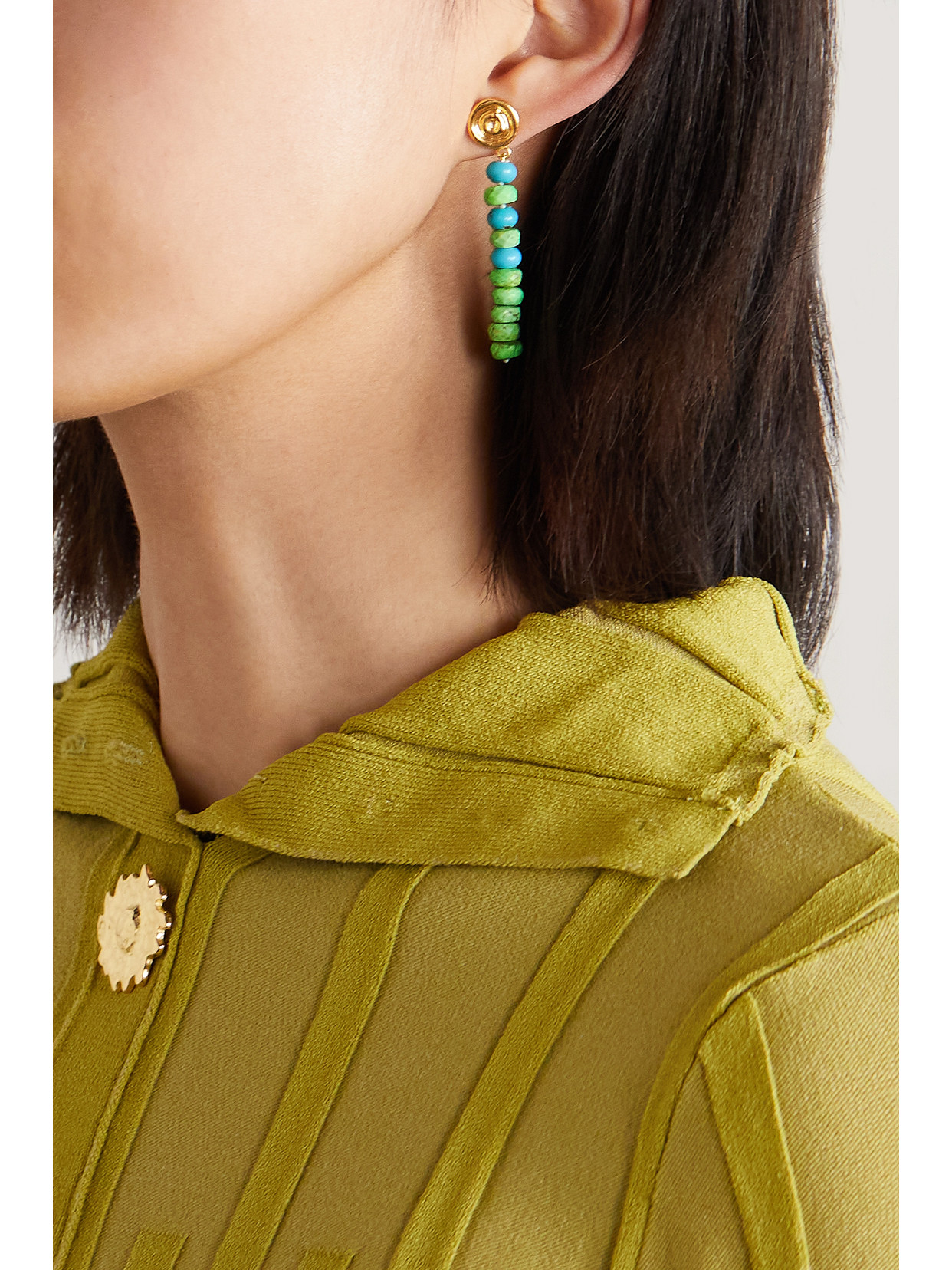 Fry Powers Electric 14-karat Gold Turquoise Earrings In Multi