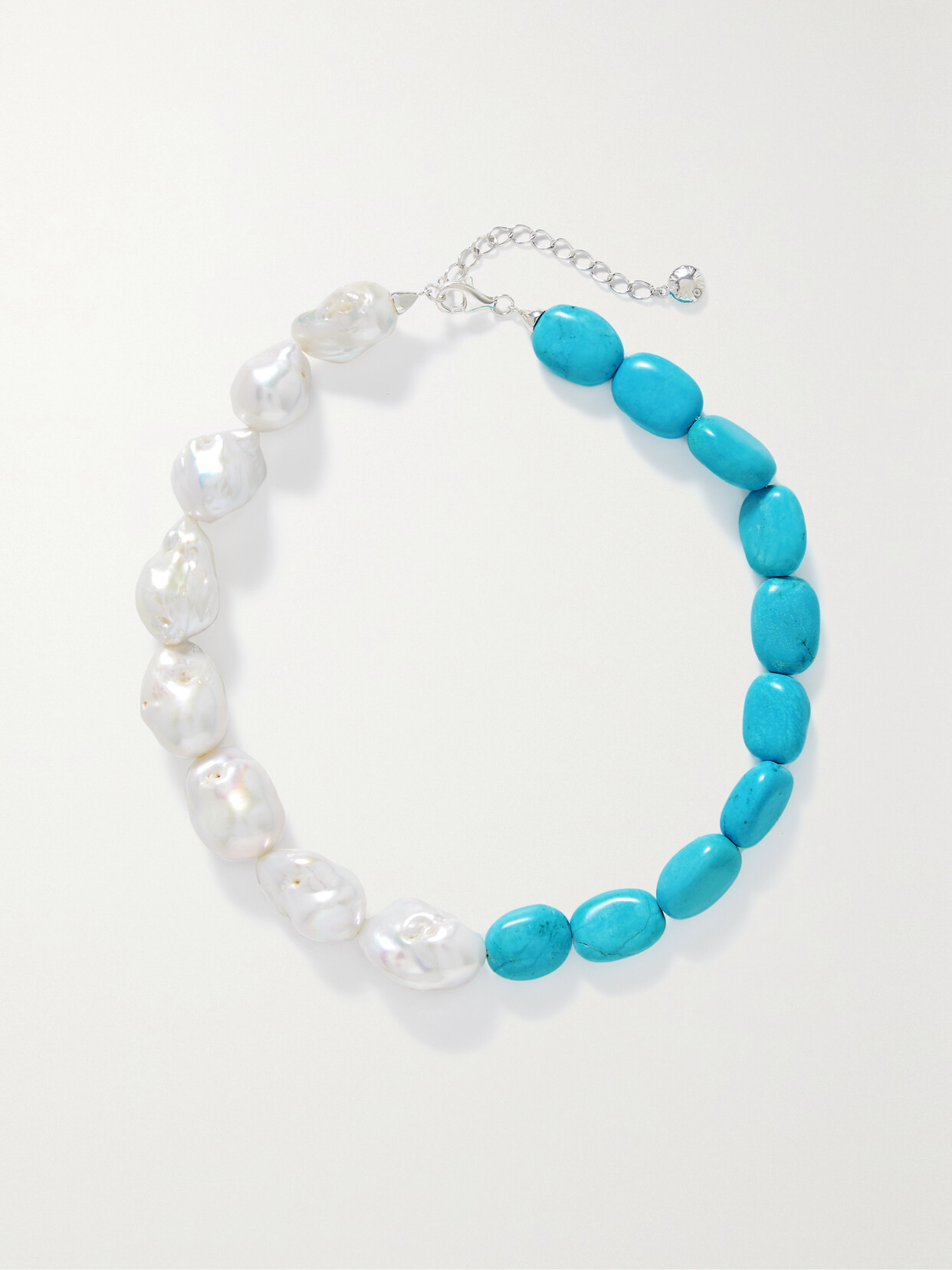 Fry Powers Silver, Turquoise And Pearl Necklace In Blue