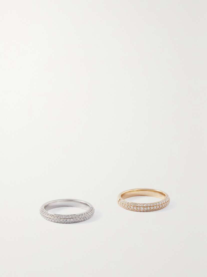 Fry Powers Set Of Two 18-karat Yellow And White Gold Diamond Rings