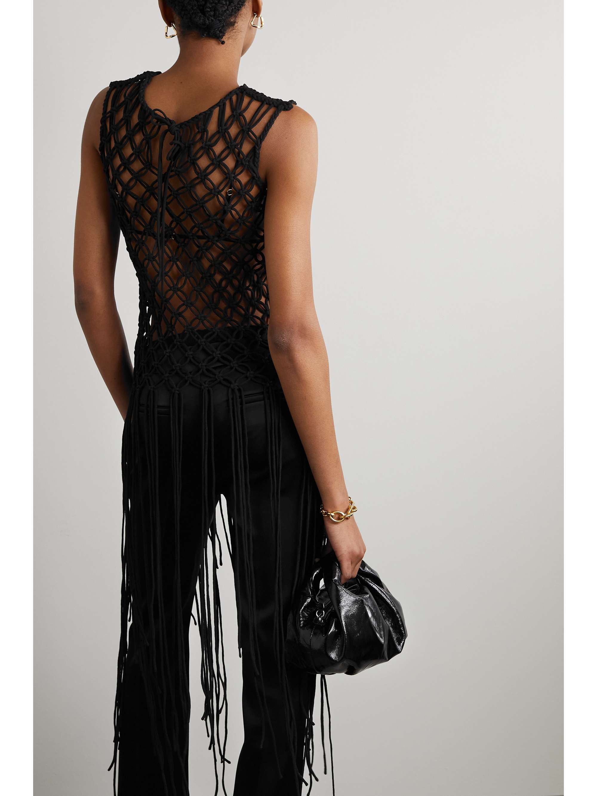 DRIES VAN NOTEN Fringed macramé top