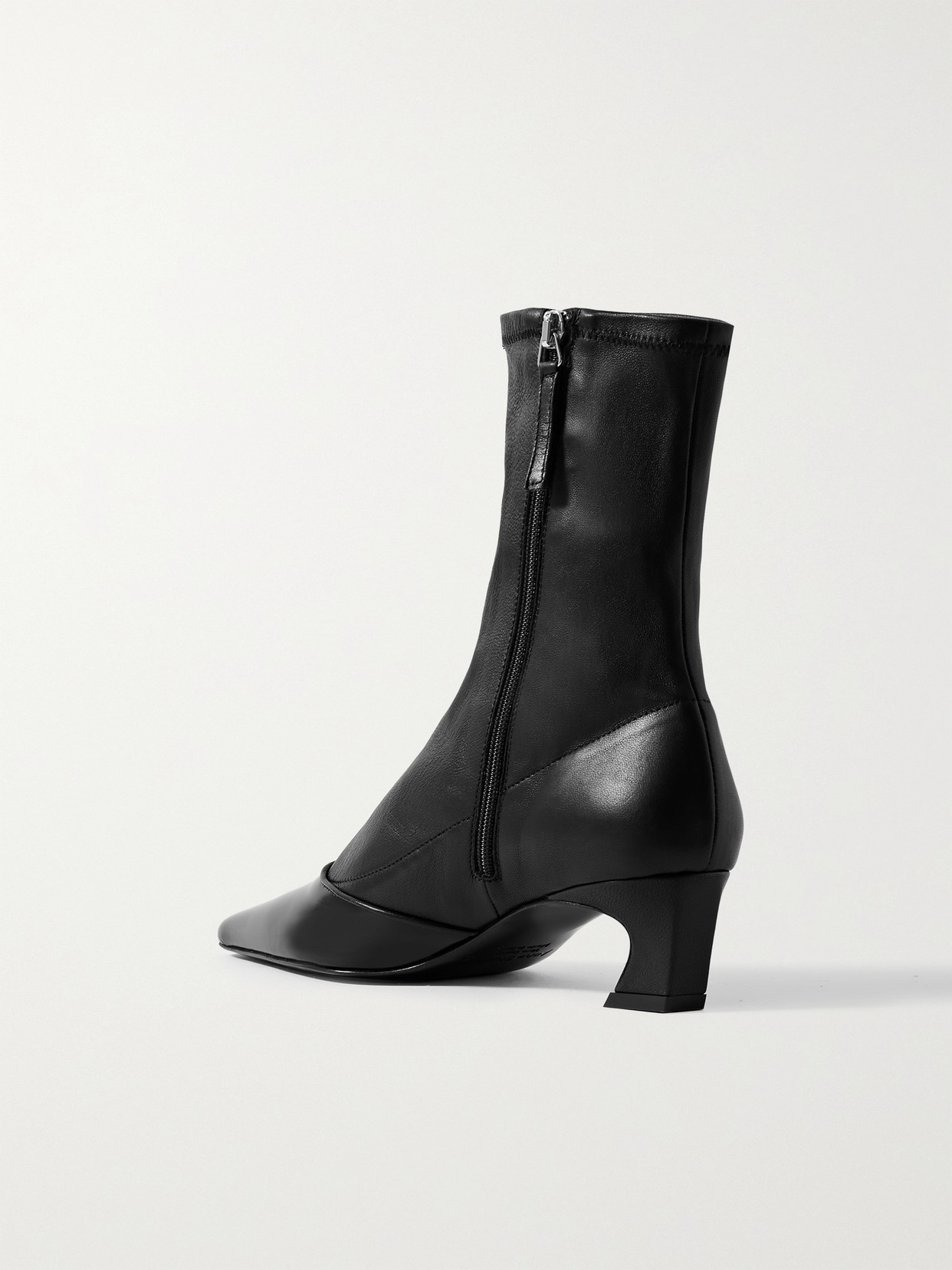 Acne Studios Patent-trimmed Leather Ankle Boots In Black