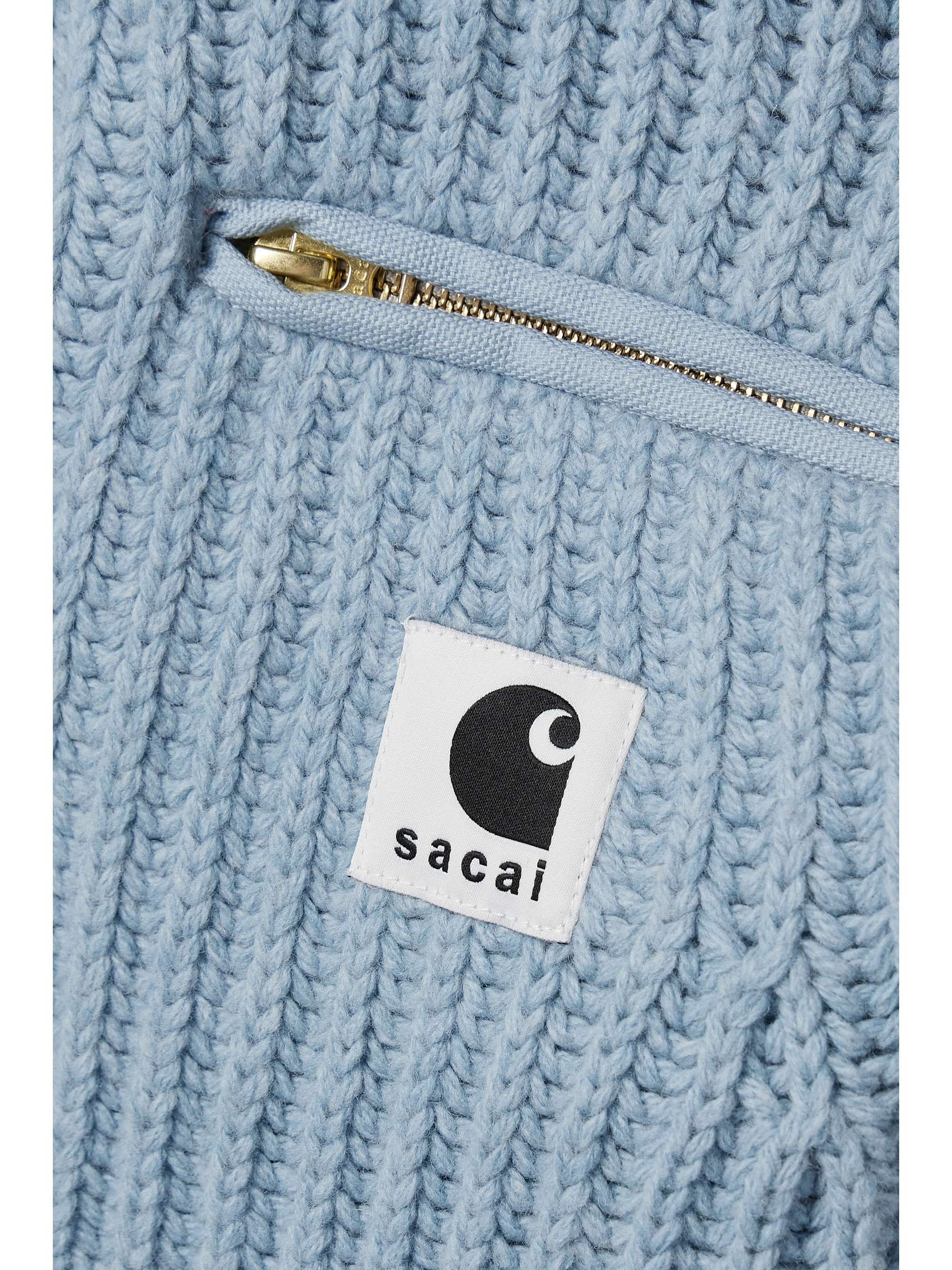 SACAI + Carhartt WIP Detroit cropped velvet-trimmed ribbed wool-blend