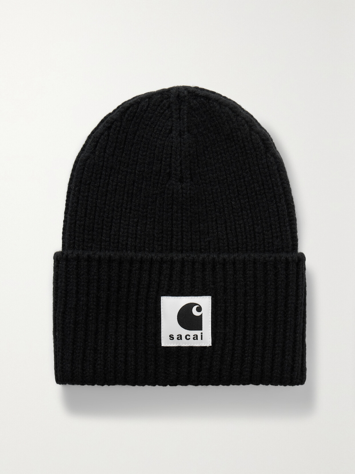 Sacai + Carhartt Wip Ribbed Wool Beanie - Black