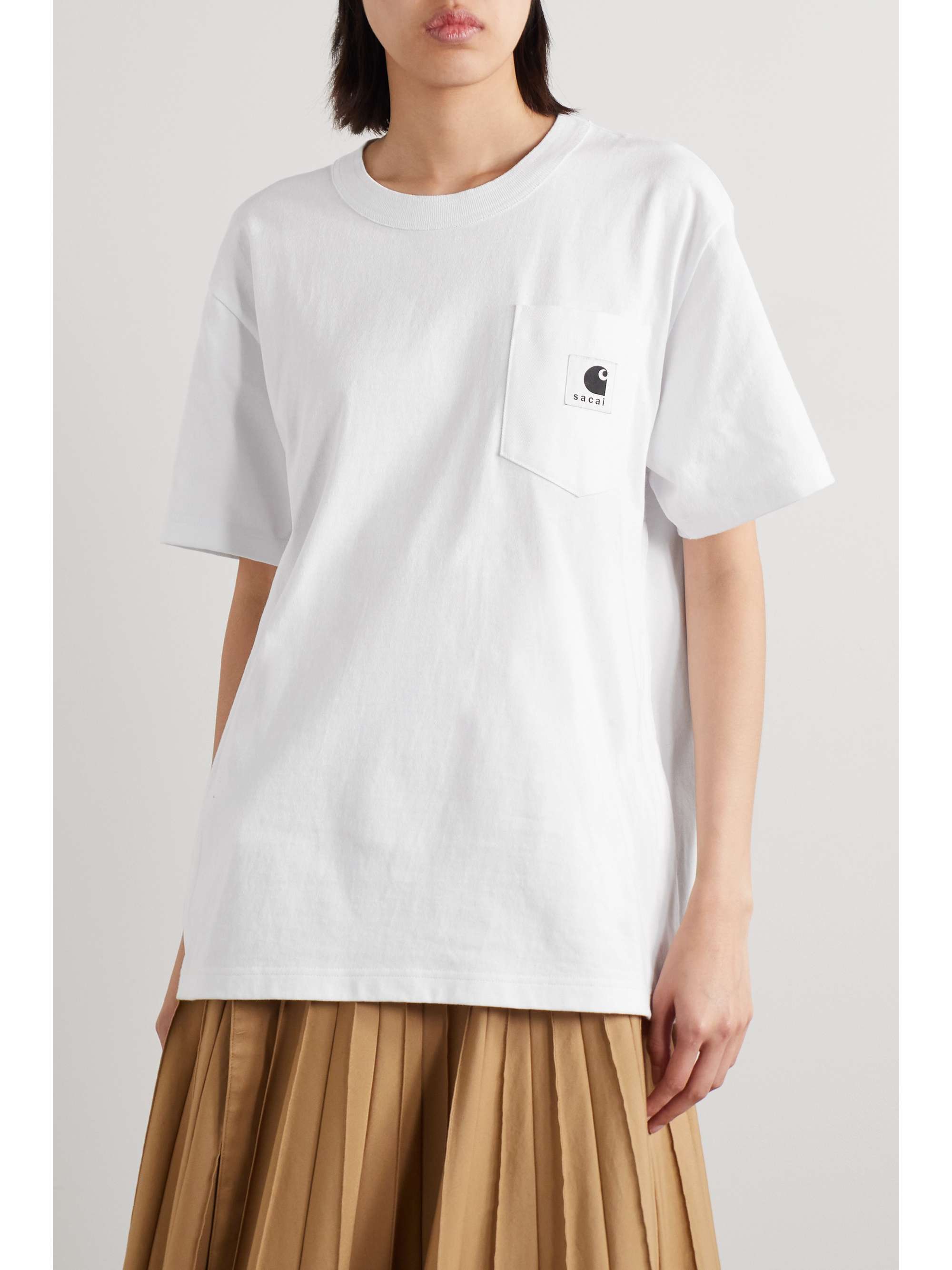 SACAI + Carhartt WIP canvas-trimmed cotton-jersey T-shirt | NET-A-PORTER