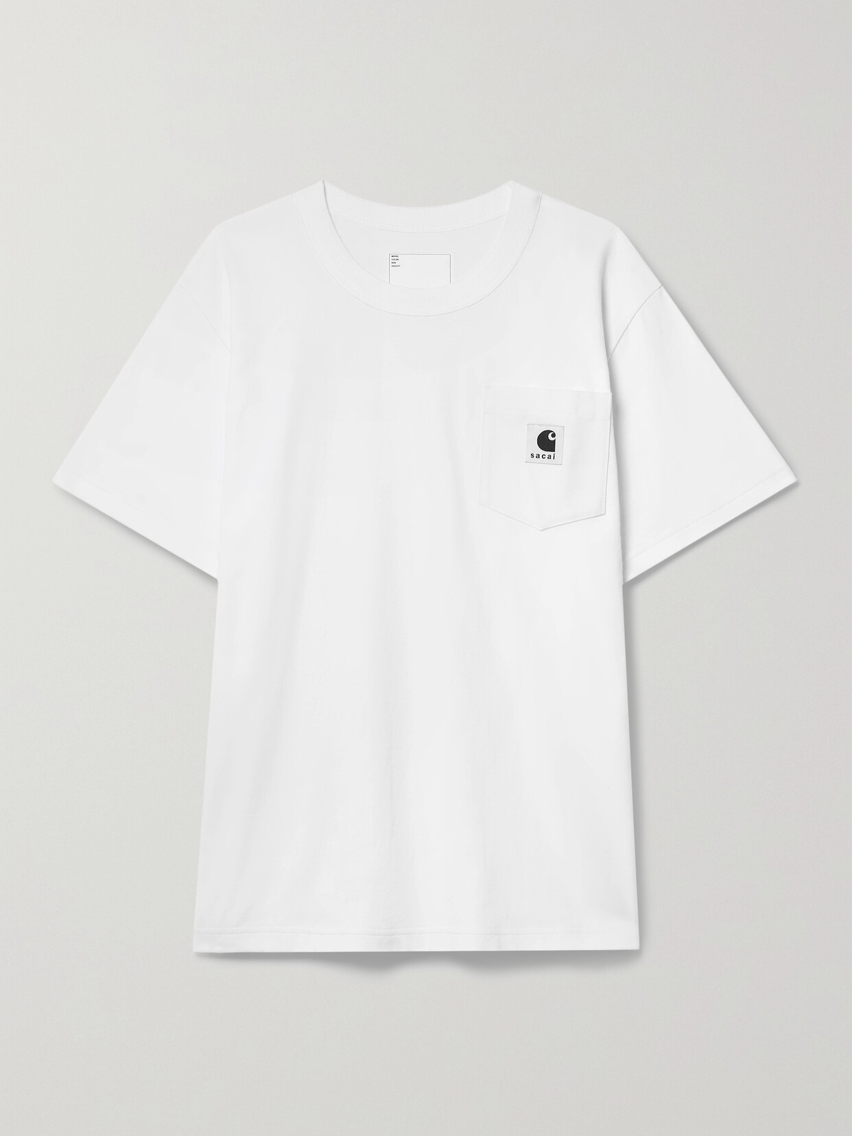 Sacai + Carhartt Wip Canvas-trimmed Cotton-jersey T-shirt In White