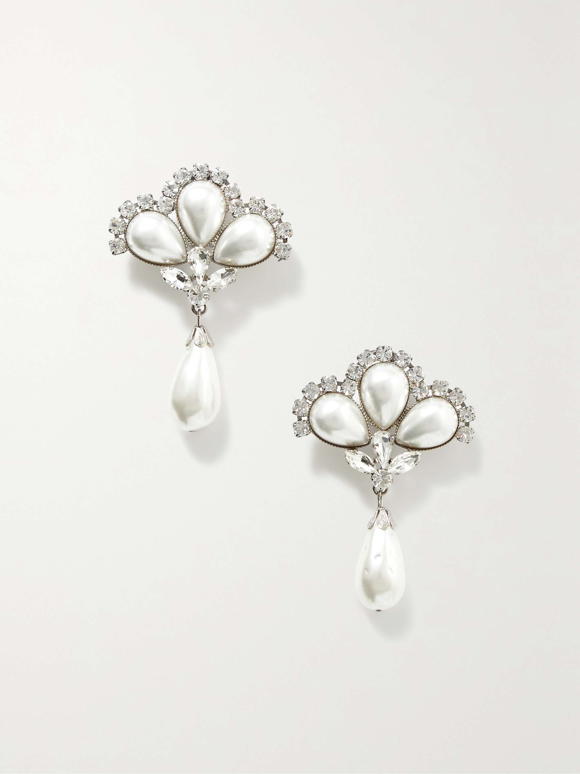 ALESSANDRA RICH Silver-tone faux pearl and crystal clip earrings | NET ...