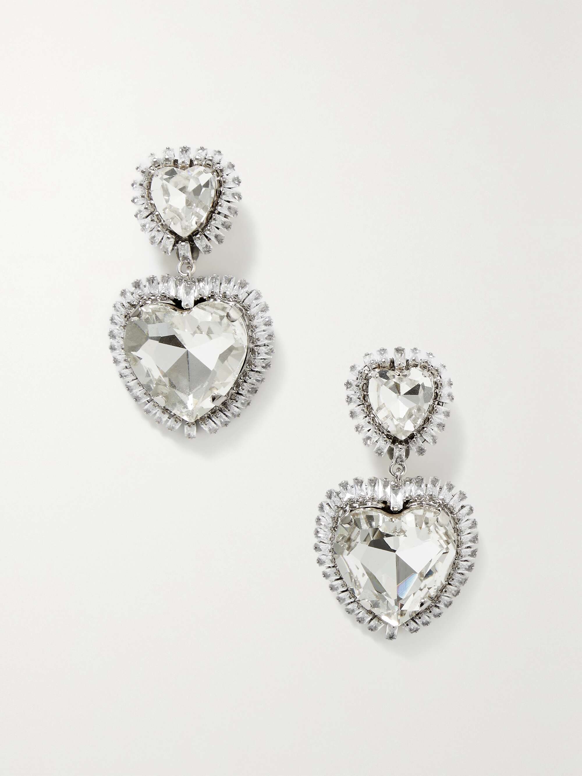 ALESSANDRA RICH Silvertone crystal clip earrings NETAPORTER
