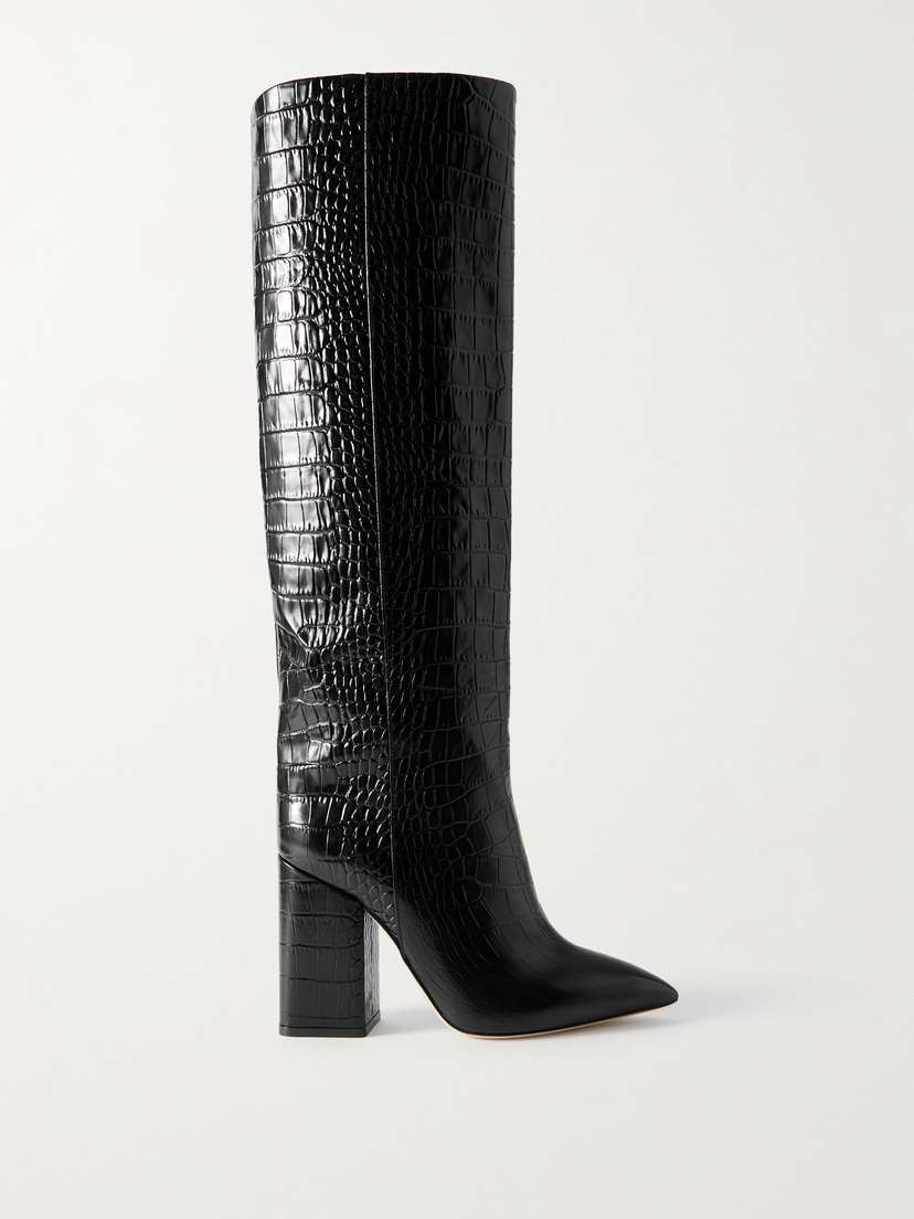 Paris Texas Anja Croc-effect Leather Knee Boots