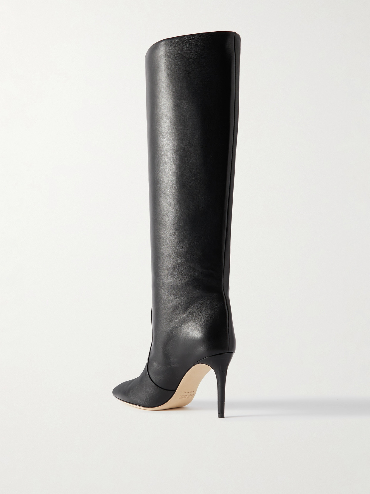 Paris Texas Arrow Toe Stiletto Boots In Black Leather In Black