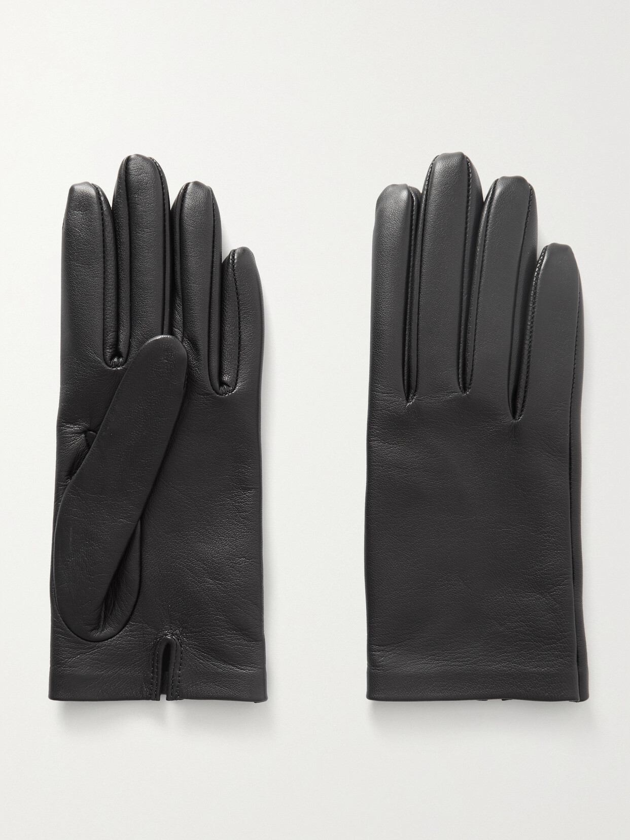 The Row Lorella Leather Gloves In Black