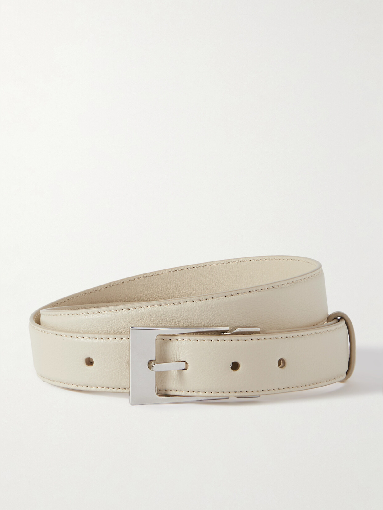 The Row Leather Belt In Cream