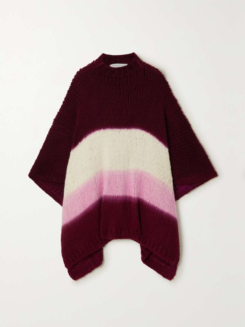 Gabriela Hearst Lyla Asymmetric Striped Cashmere Poncho