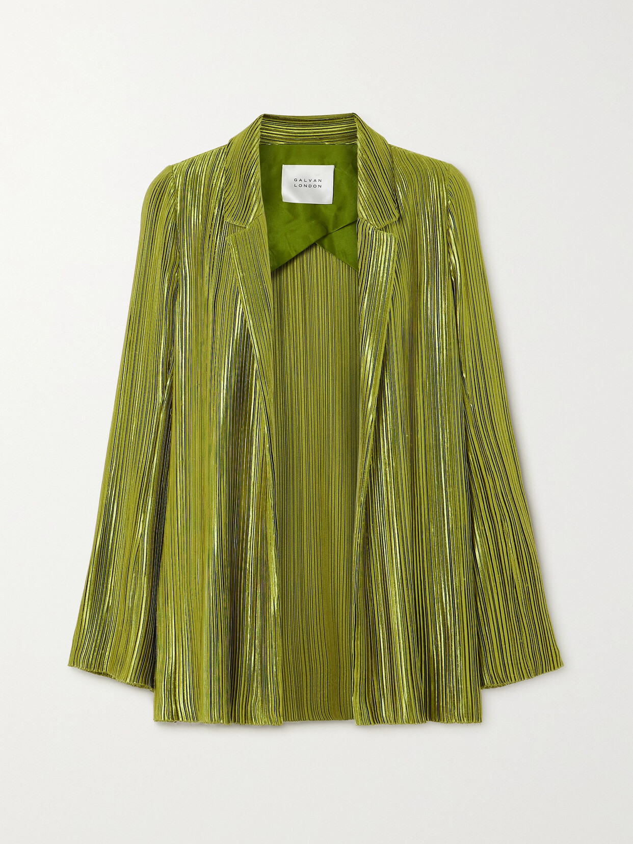 Galvan - Nuage Metallic Plissé-crepe Blazer - Green