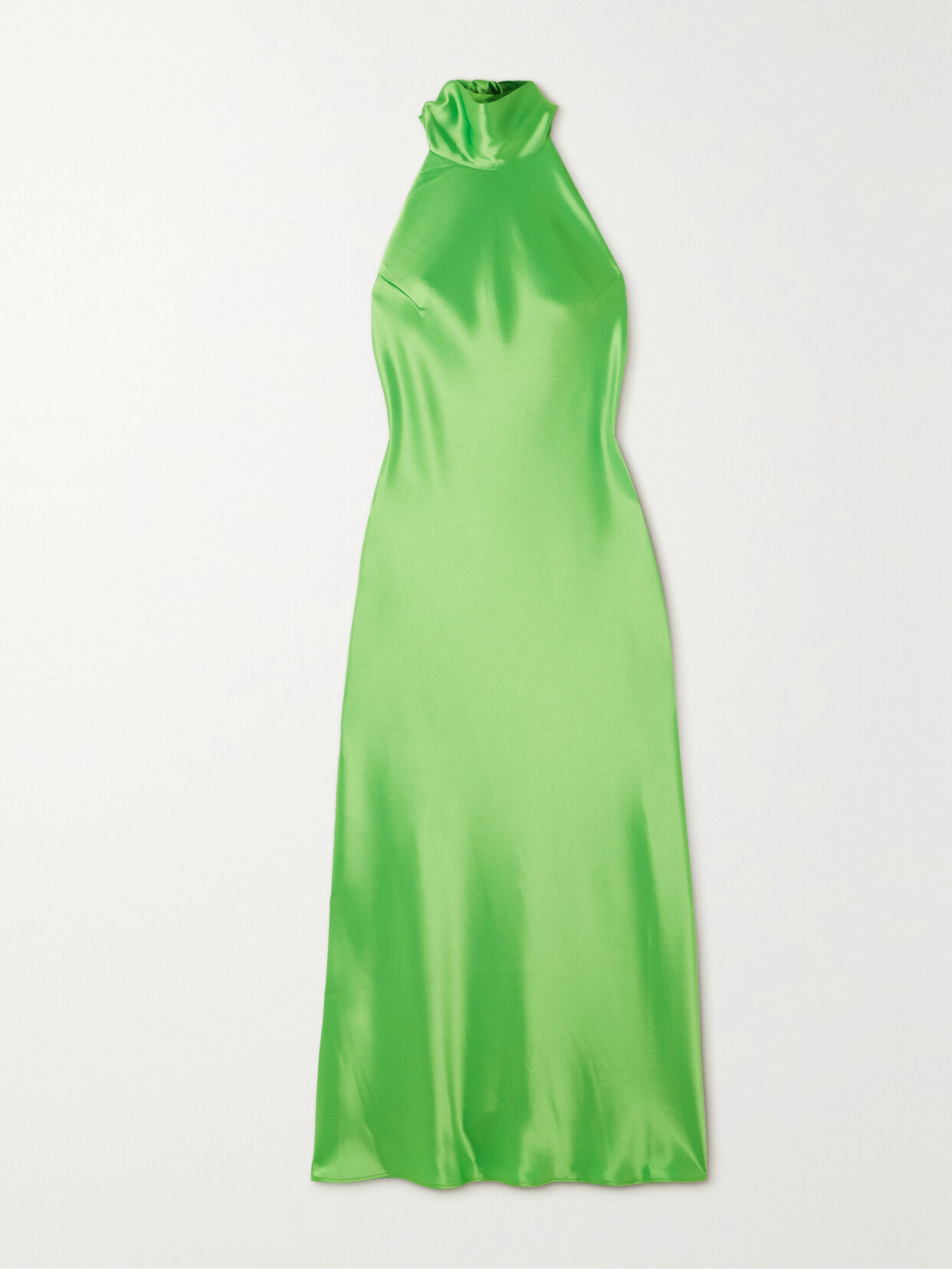 Galvan - + Net Sustain Sienna Satin Halterneck Midi Dress - Green