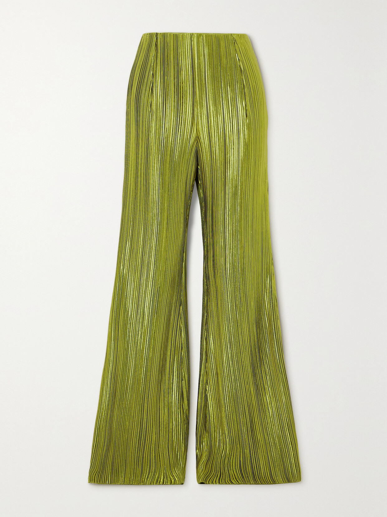 Galvan - Nuage Metallic Plissé-crepe Flared Pants - Green